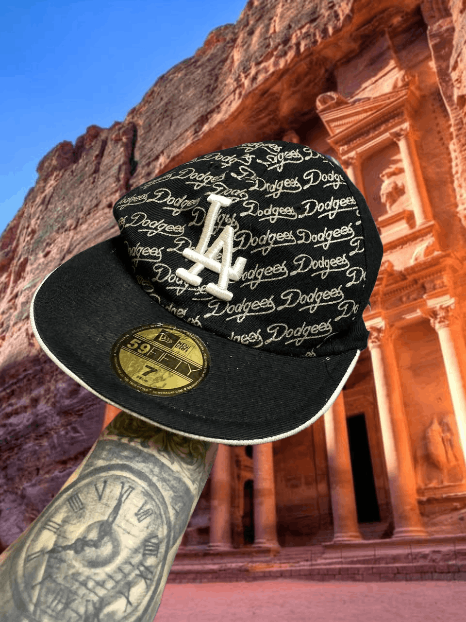 New Era Hats big logo black Vintage New Era Cap Y2K 59 FIFTY Size ONE SIZE - 1 Thumbnail