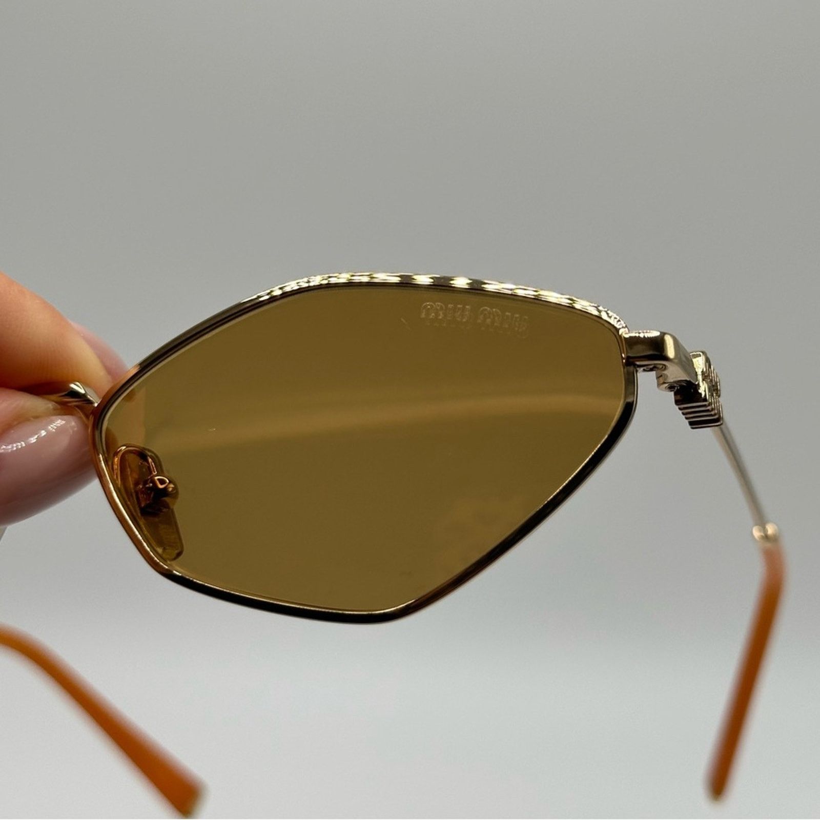 NEW MIU MIU MU56ZS 5AK40D Gold Orange Mirror Silver Glasses