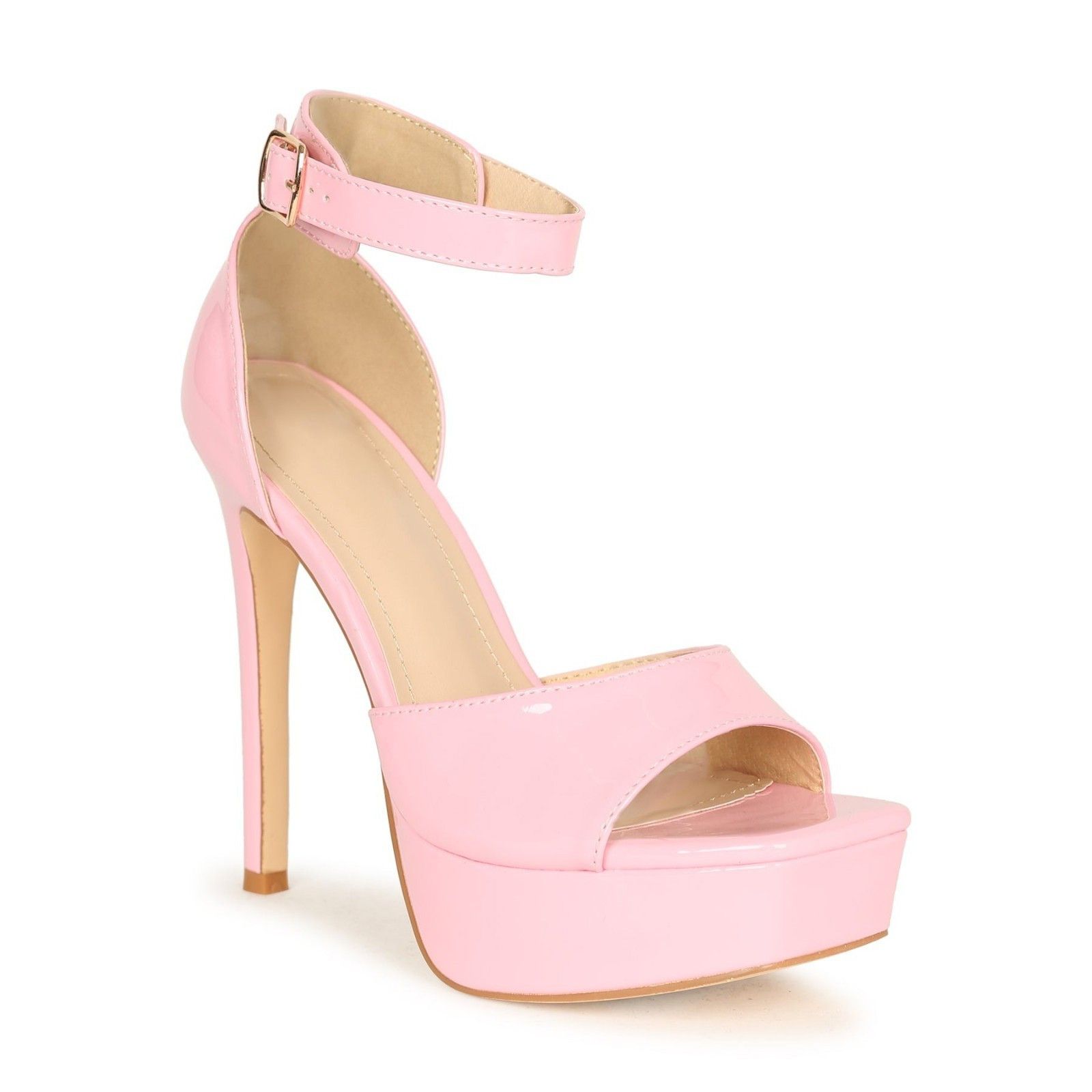 Other Jessica Pink Patent Platform Stiletto High Heels Ankle Strap Size US 8 / IT 38 - 8 Thumbnail