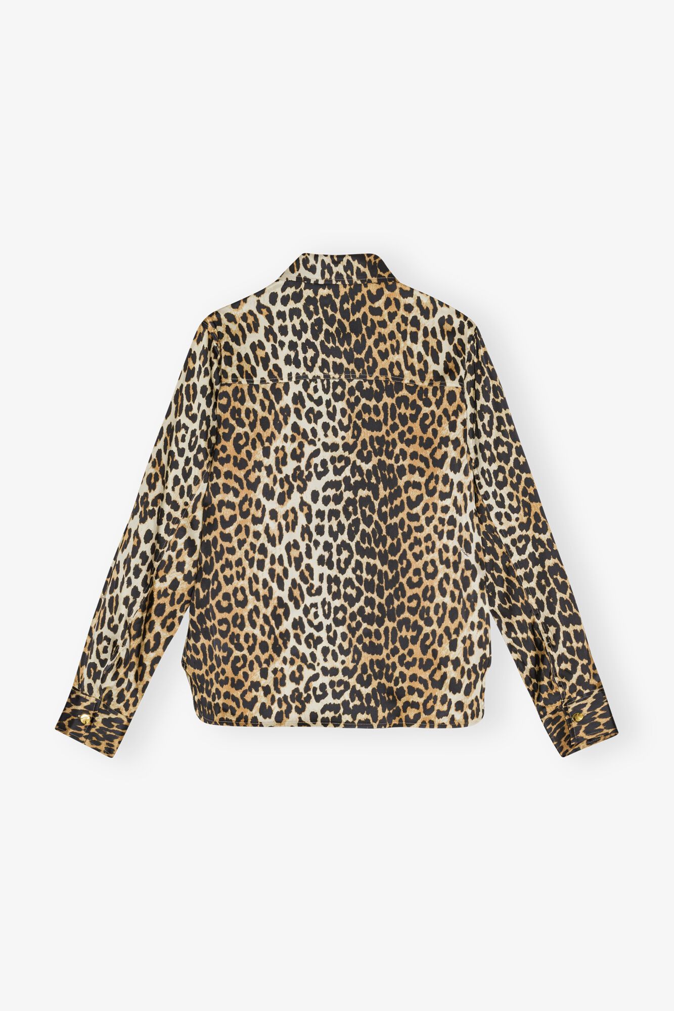 Ganni o1s22i1n0525 Leopard Print Satin Shirt in Leopard Size XS / US 0-2 / IT 36-38 - 2 Thumbnail