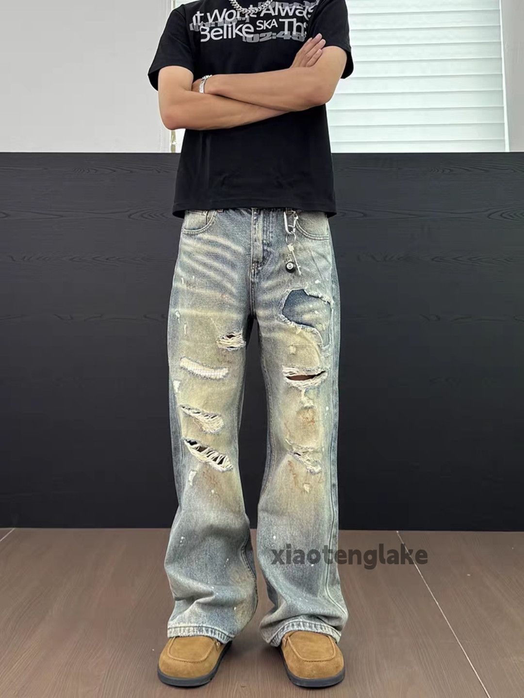 Jean ltx vintage washed faded skate hiphop damaged jeans Size US 34 / EU 50 - 1 Thumbnail