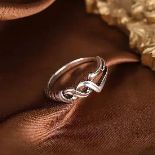 VIBE Original 925 Sterling Silver Cross Line Rings Size ONE SIZE - 3 Thumbnail