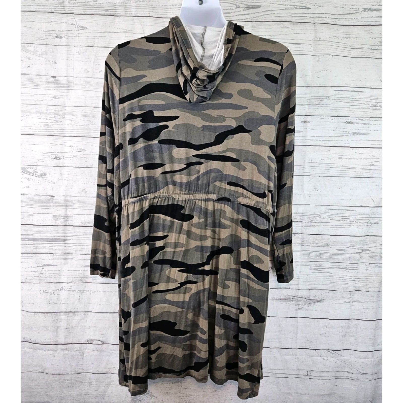 Torrid Torrid Womens Open Front Jacket Knit Plus 5X Multicolor Camouflage Anorak Long Sleeve Black Gray Camo Womens Size XXL / US 16-18 / IT 52-54 - 3 Thumbnail