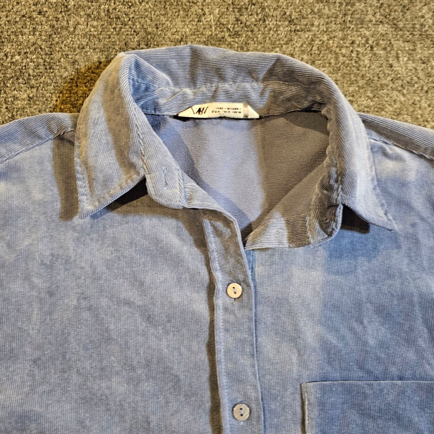 Zara Zara Top Womens Medium Blue Corduroy Button Shacket Long Sleeve Casual Blouse Shirt M Women Vintage No Size M / US 6-8 / IT 42-44 - 2 Thumbnail