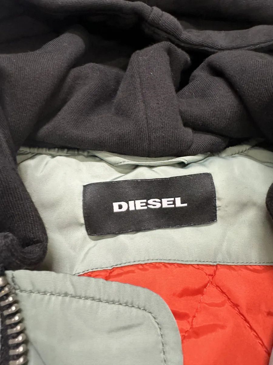 Diesel Diesel Light Green Spinal Embroidered Back Hooded Bomber Jacket Size US M / EU 48-50 / 2 - 6 Thumbnail