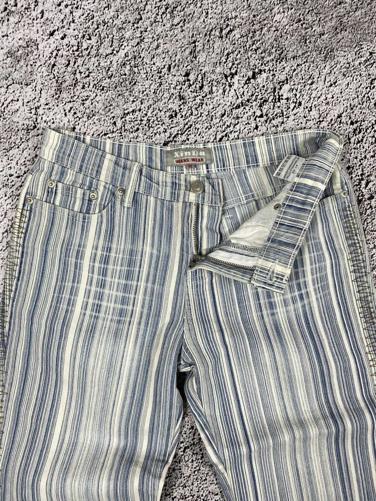 Vintage Vintage Y2K striped flared low rise jeans unisex 00s style Size US 30 / EU 46 - 3 Thumbnail