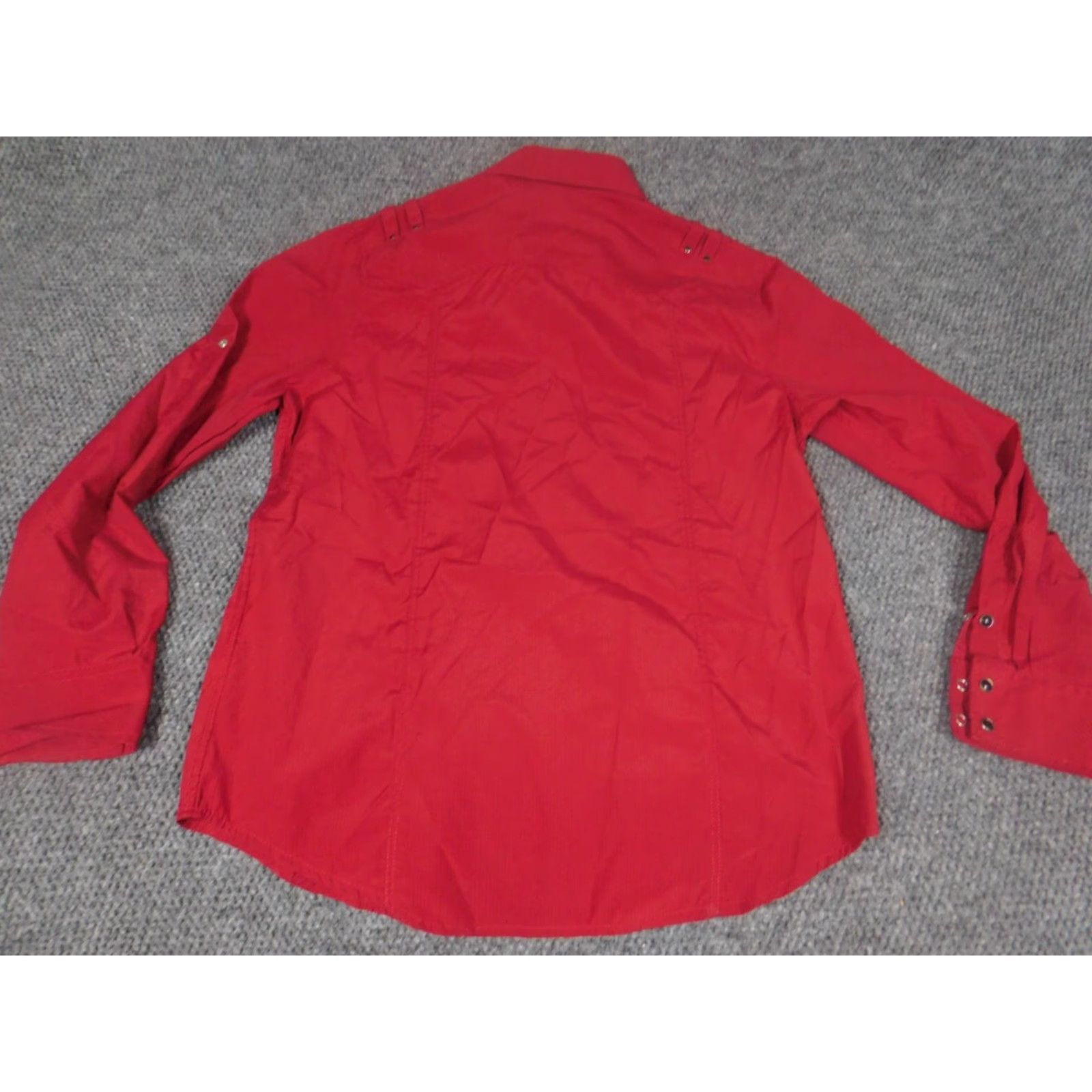 Jordan Craig Jordan Craig Mens Shirt Large Red Button Down Vintage Shirt Long Sleeve Casual Knit Nylon Polyester Button-Up Collared Regular Mens Red 80s? Size US L / EU 52-54 / 3 - 6 Thumbnail