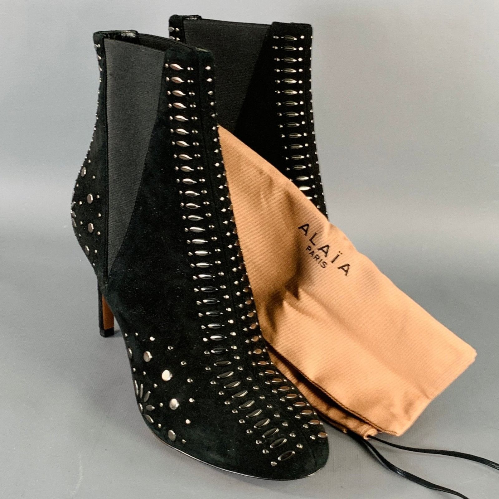 Alaia ALAIA Size 7.5 Black Studded Suede Pull On Stiletto Booties Size US 7.5 / IT 37.5 - 10 Thumbnail