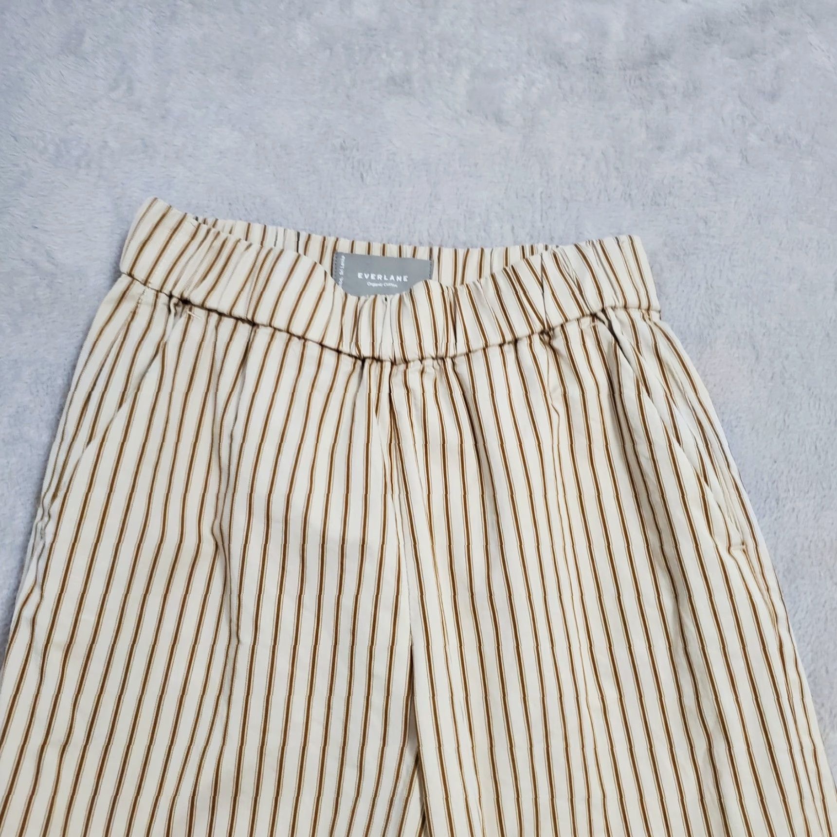 Everlane VINTAGE Everlane Pants Womens 0 Tan Brown Striped Organic Cotton Pull On Preppy Size 25" / US 0 / IT 36 - 4 Thumbnail