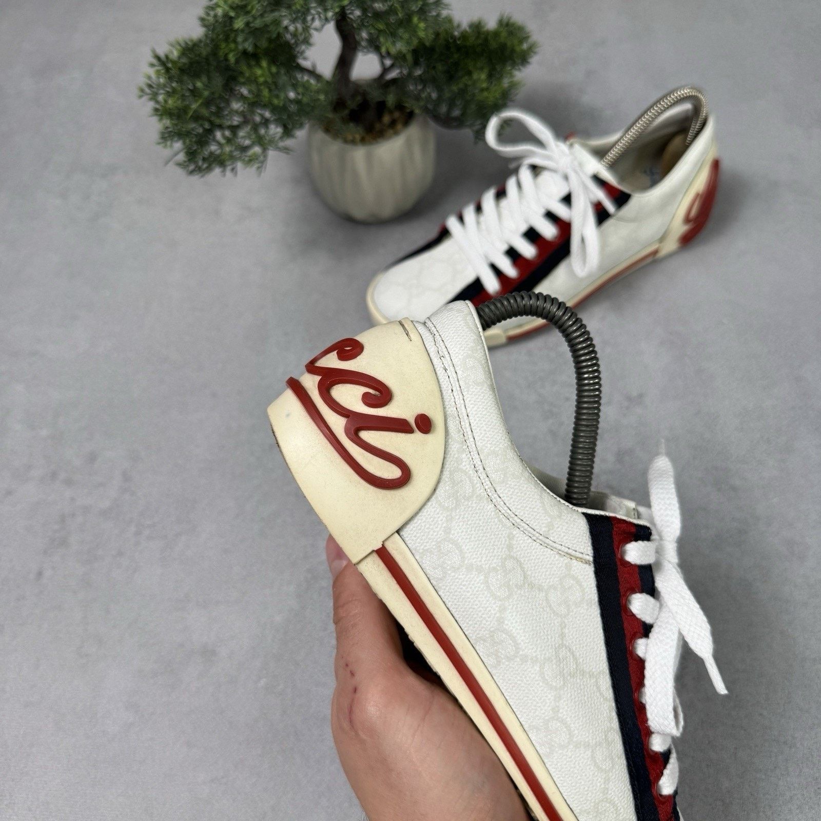 Gucci Gucci Sneakers GG Logo Monogram Stripe Leather White Y2K Size US 6 / IT 36 - 3 Thumbnail