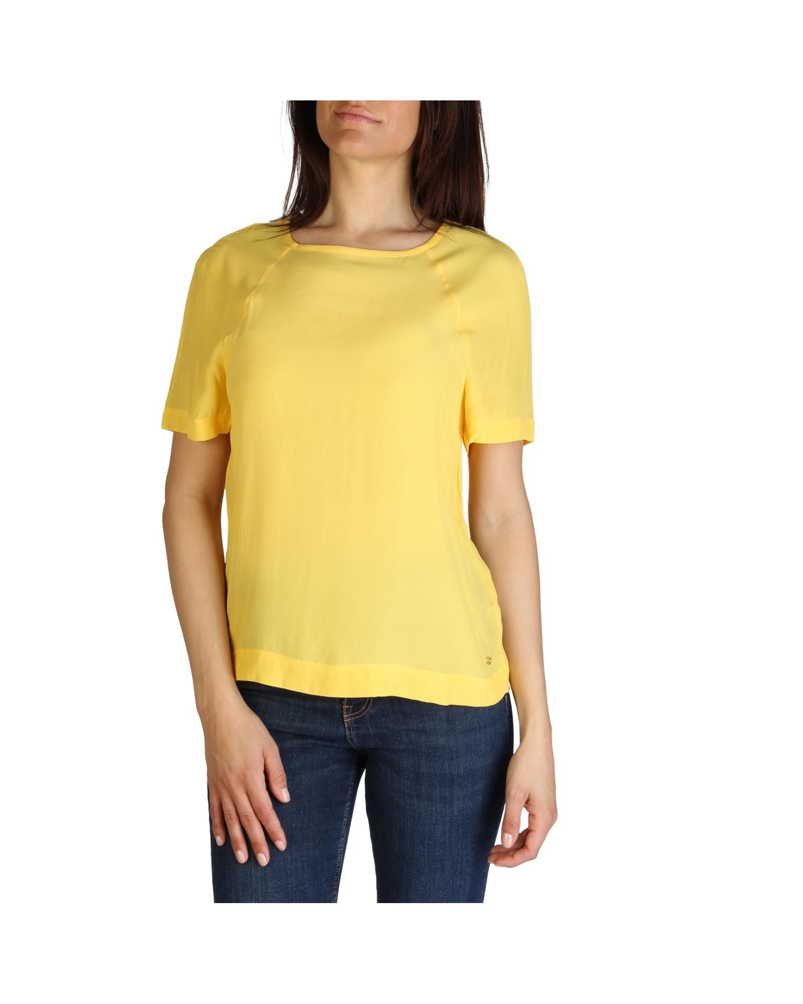 image of Tommy Hilfiger Short Sleeve Solid Colour T-Shirt In 100% Viscose in Yellow, Women's (Size Medium)