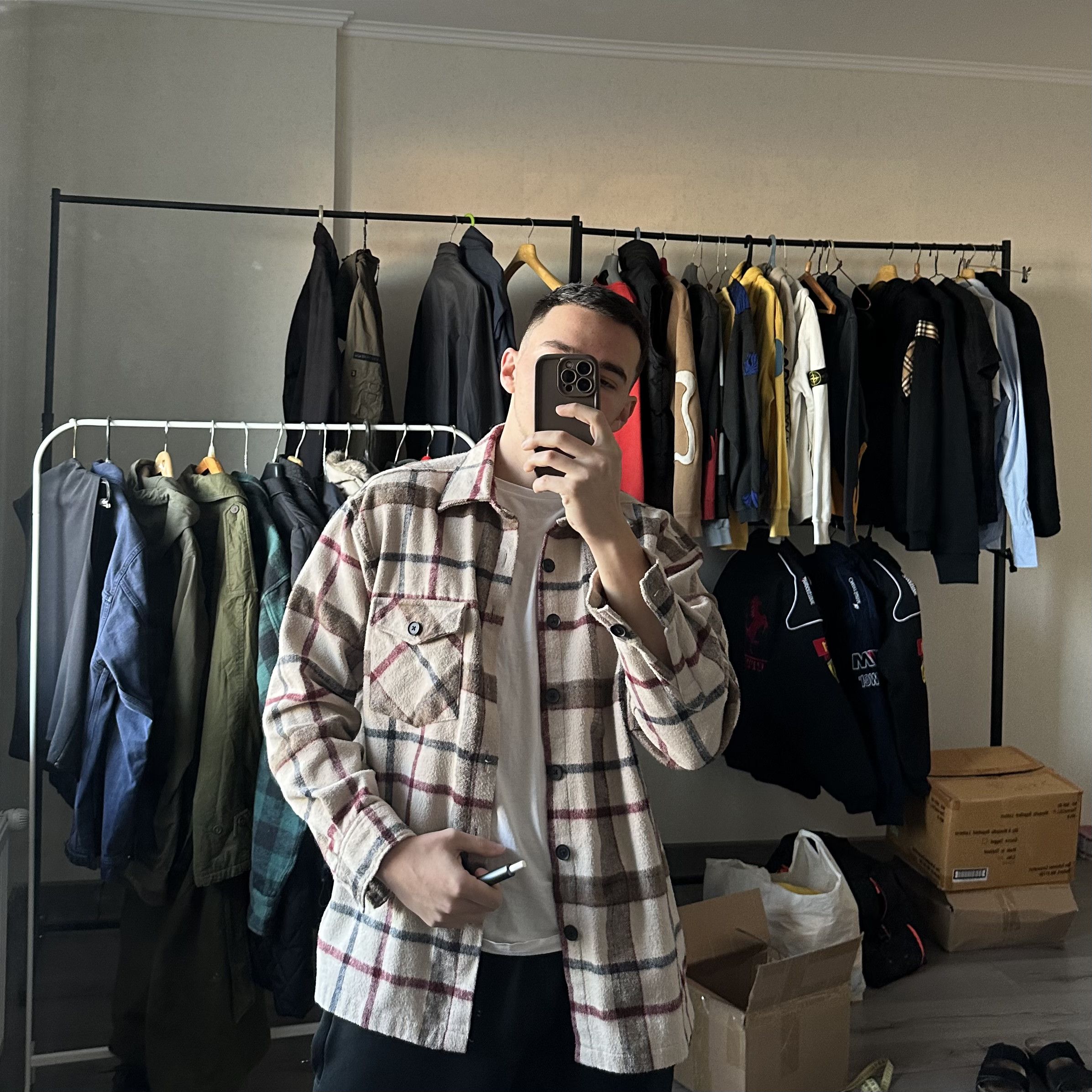 Japanese Brand Scamm Vintage Flannel Shirt Light Avant Garde Beige Jacket Size US M / EU 48-50 / 2 - 7 Thumbnail