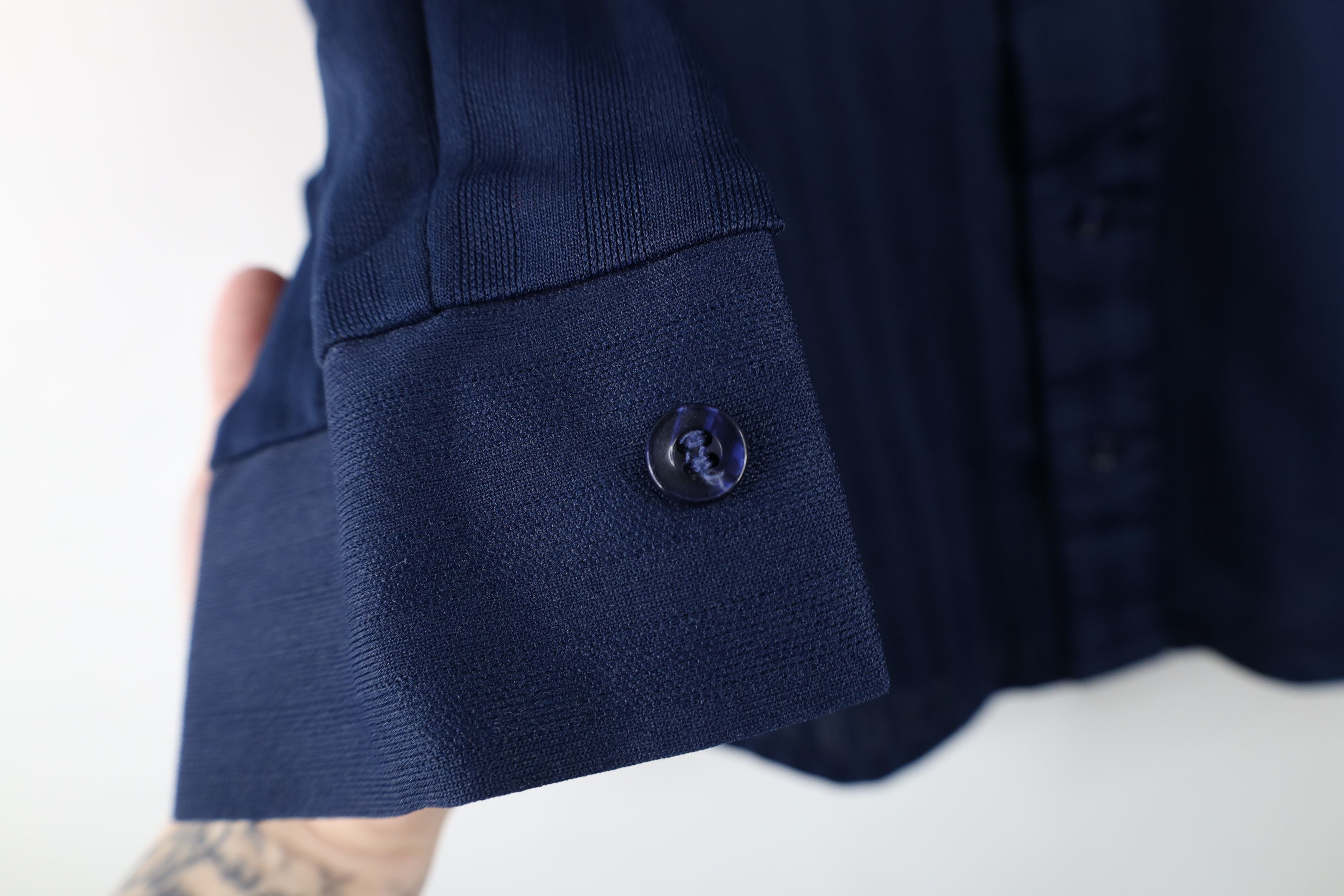 Vintage Vintage 70s Streetwear Knit Collared Button Shirt Navy Blue Size US M / EU 48-50 / 2 - 5 Thumbnail