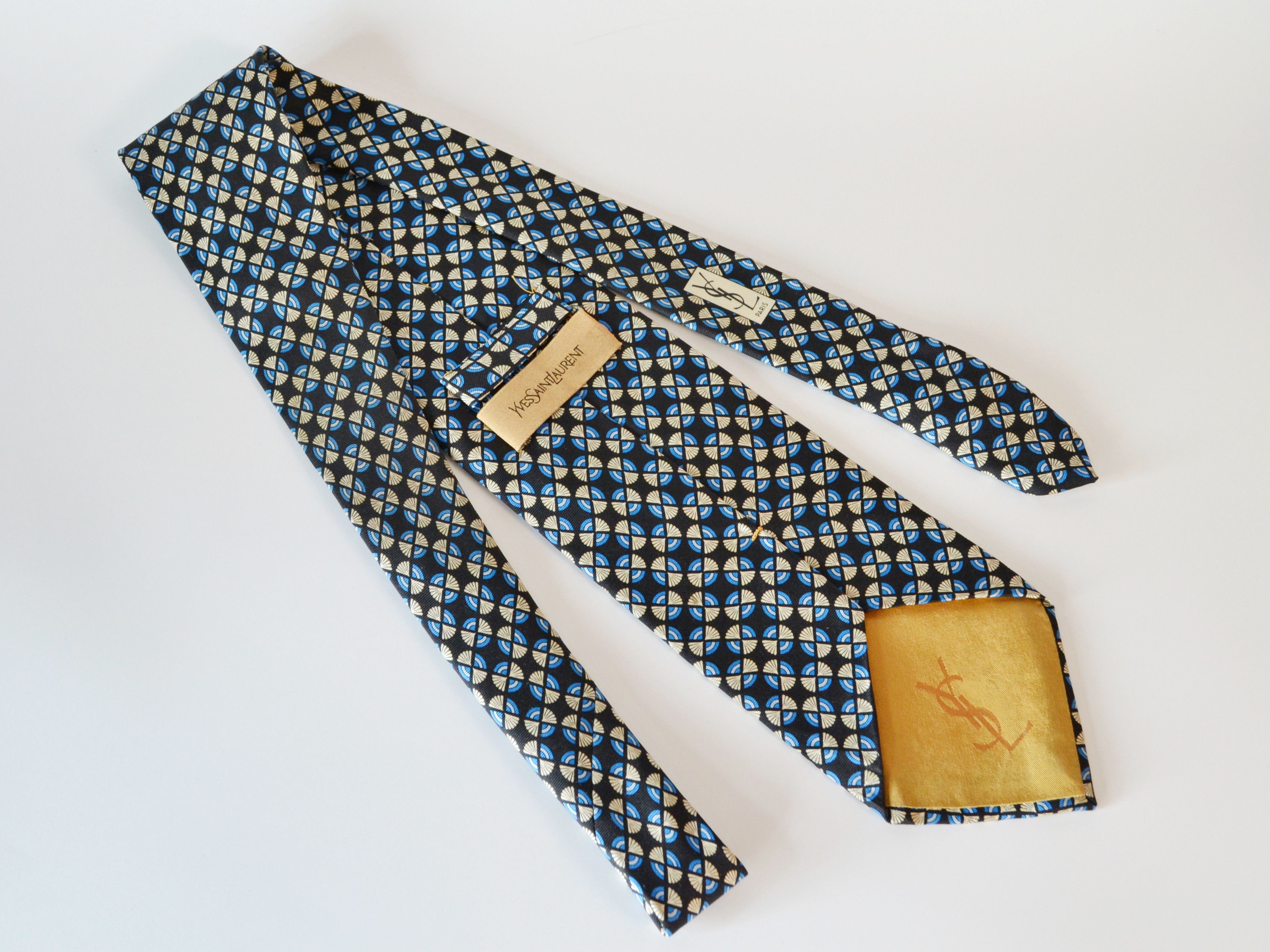 Yves Saint Laurent Yves Saint Laurent Men's Geometric Pattern Silk Neck Tie Size ONE SIZE - 4 Thumbnail