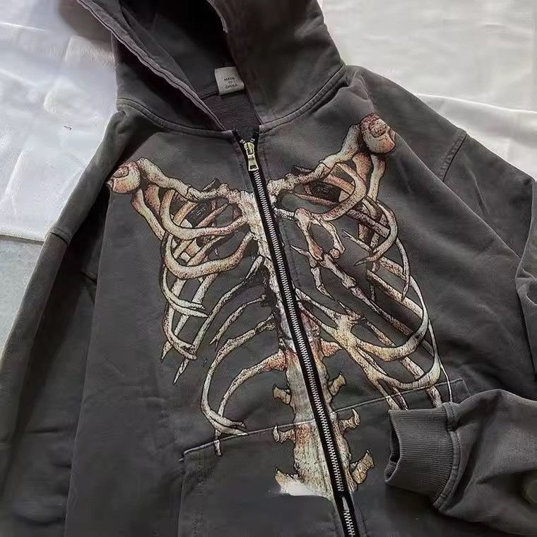 Japanese Brand Mibuki x Kawa Punk Zip Up Hoodie Gothic Style Skeleton Size US XXL / EU 58 / 5 - 3 Thumbnail