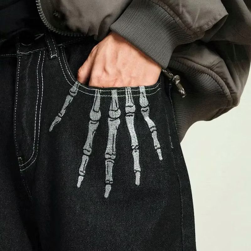 Japanese Brand Harajuku Japanese style streetwear hand skull jeans Size US 36 / EU 52 - 1 Thumbnail