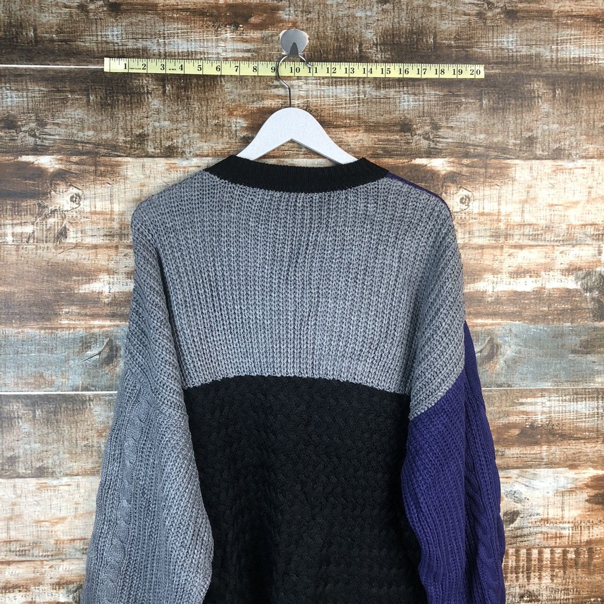 Homespun Knitwear DLL Vence Exchange patchwork style Grey Knitwear #C016 Size US M / EU 48-50 / 2 - 13 Thumbnail