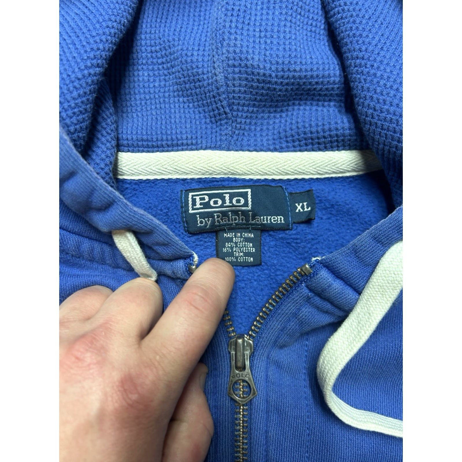 Polo Ralph Lauren VINTAGE Polo Ralph Lauren Hoodie Full Zip Waffle Thermal Hood Pony Navy Blue XL Men Size US XL / EU 56 / 4 - 5 Thumbnail