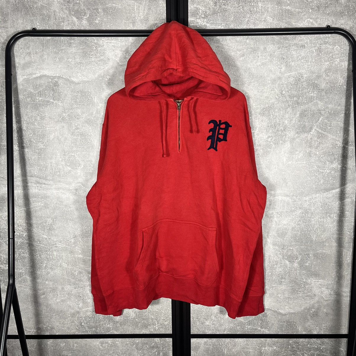 Ralph Lauren Vintage Ralph Lauren Old English P Half Zip Hoodie Red Size US XXL / EU 58 / 5 - 2 Thumbnail