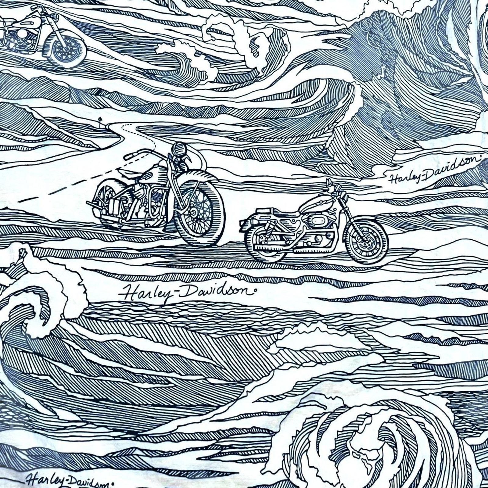 Harley Davidson Harley-Davidson Blue Scenic Wave Short Sleeve ButtonUp Shirt Size US XL / EU 56 / 4 - 2 Thumbnail