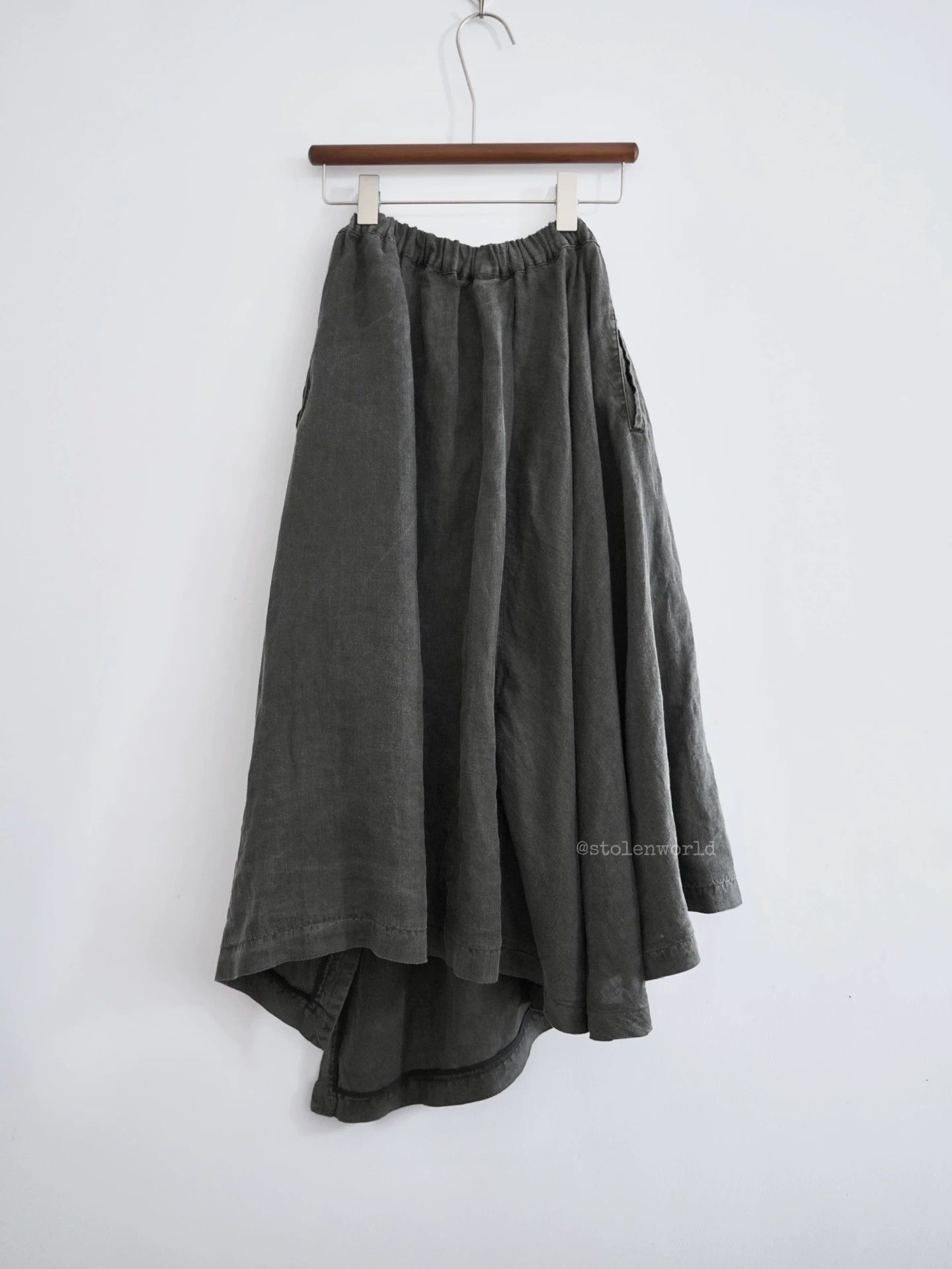 Y's Y's Mud-Dyed Linen Gray Skirt Women's Size 2 Size 26" / US 2 / IT 38 - 4 Thumbnail