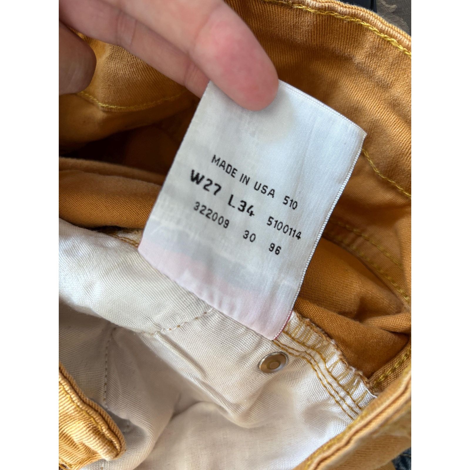 Levi's Levi's 510 W27 L34 USA 1996 Orange Stretch Bootcut Jean Size US 27 - 7 Thumbnail