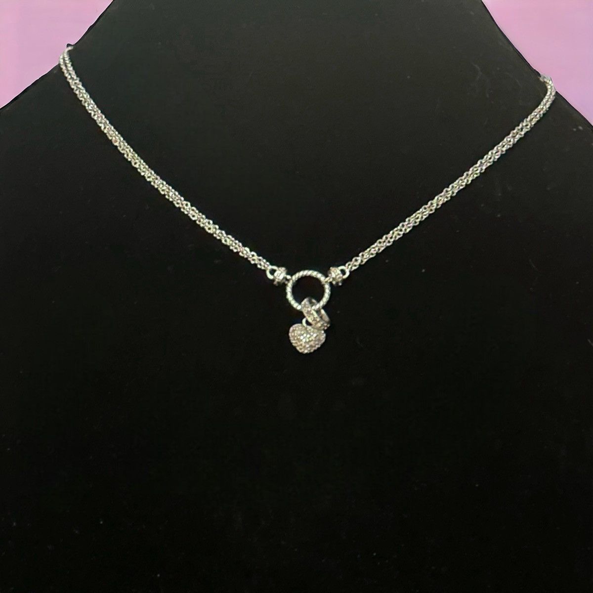 Other Paved heart charm pendant necklace Size ONE SIZE - 1 Thumbnail