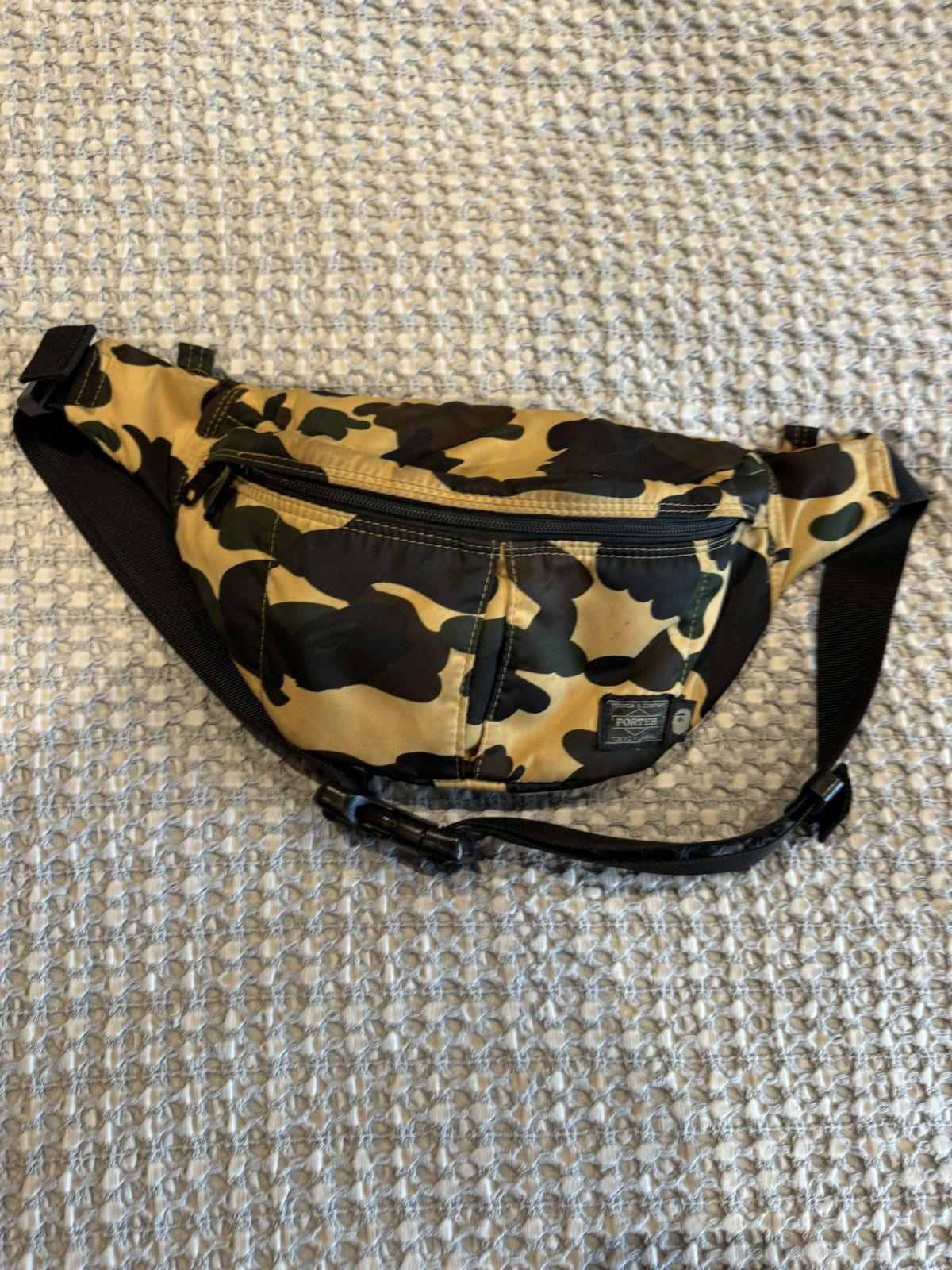 image of Bape x Porter 1St Camo Shoulder Bag in Yellow, Men's