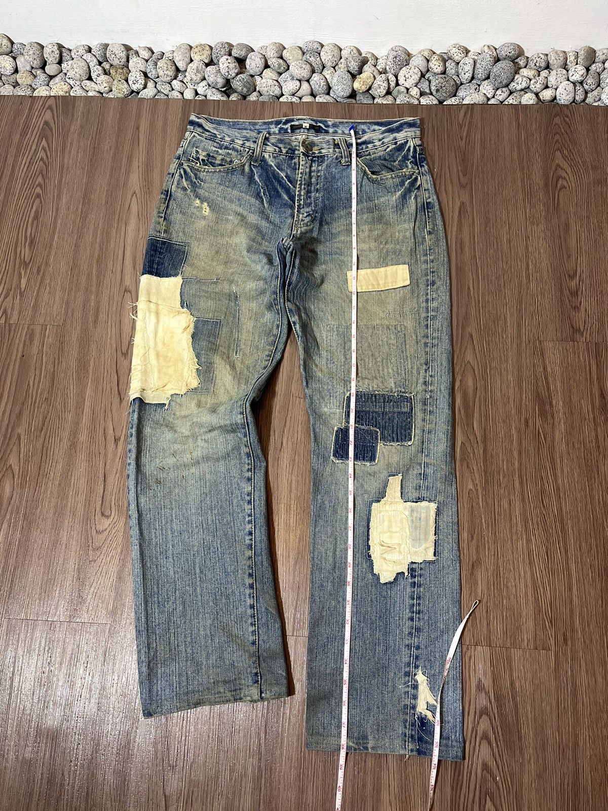 Japanese Brand Exhibitionist Japan Distressed Patchwork Jeans Size US 32 / EU 48 - 14 Thumbnail