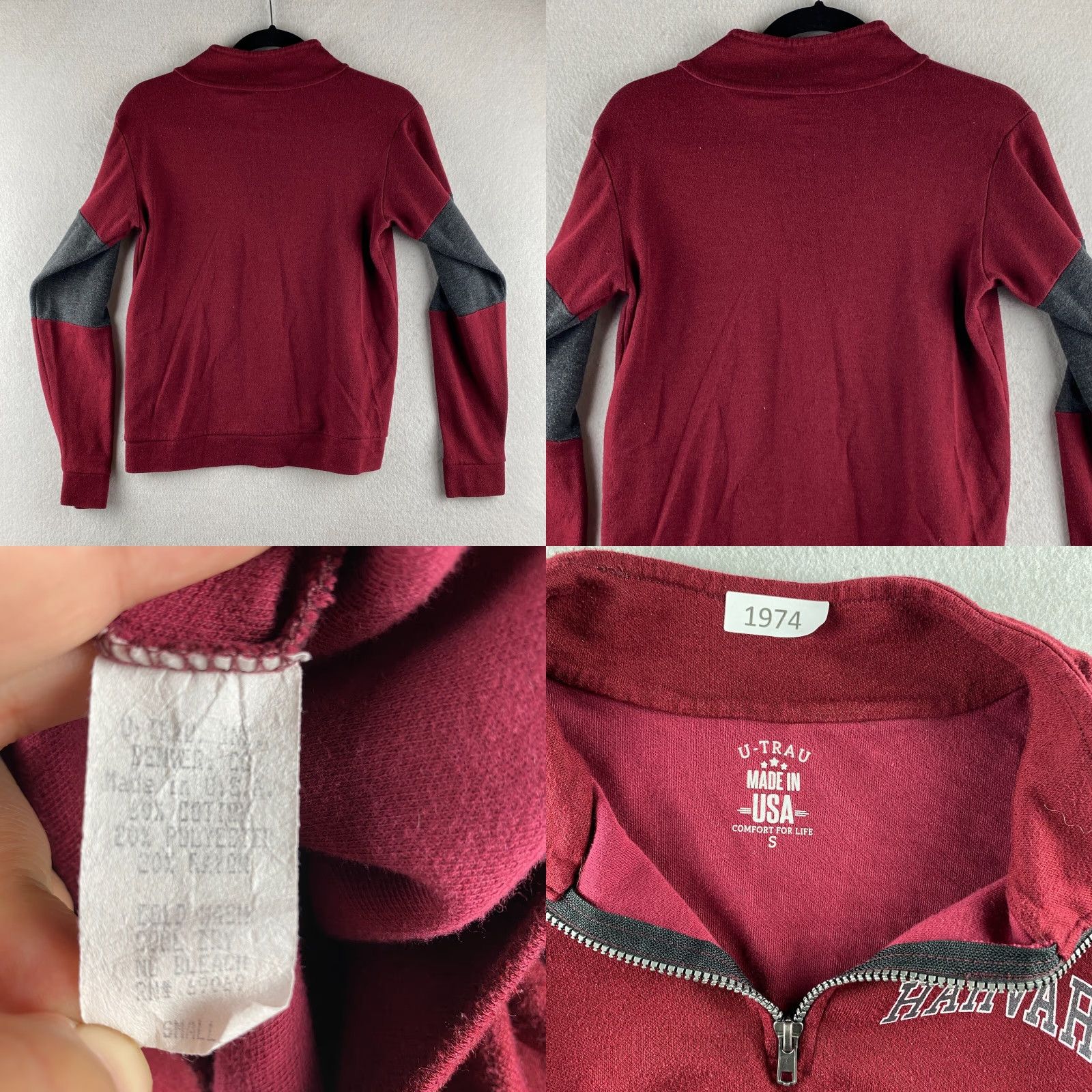 Vintage VINTAGE Harvard University Sweater Mens S Red 1/4 Zip USA Made High Neck Pullover Size US S / EU 44-46 / 1 - 9 Thumbnail