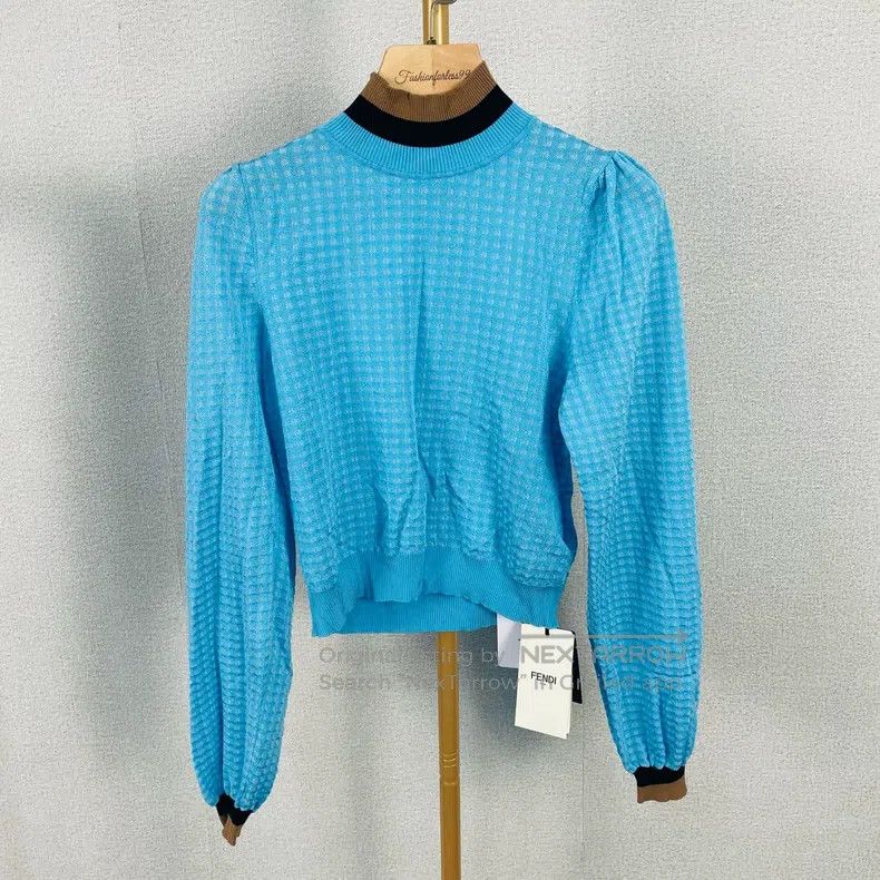 Fendi Fendi Lantern sleeve dark pattern knit sweater Size XXS / US 00 / IT 34 - 1 Thumbnail