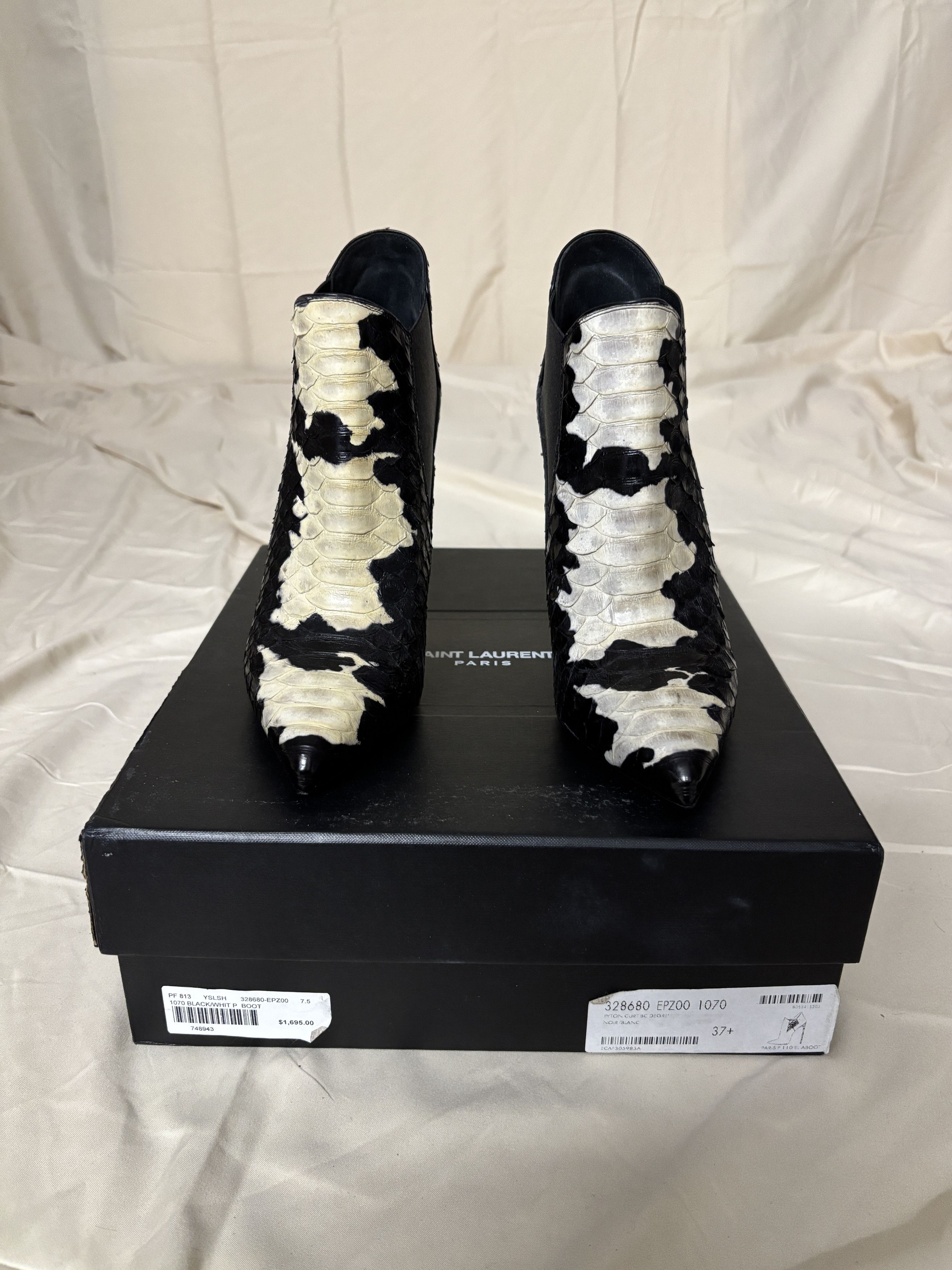 Yves Saint Laurent YSL Snakeskin Boots by Hedi Slimane - NIB, sz 37.5 Size US 7.5 / IT 37.5 - 2 Thumbnail