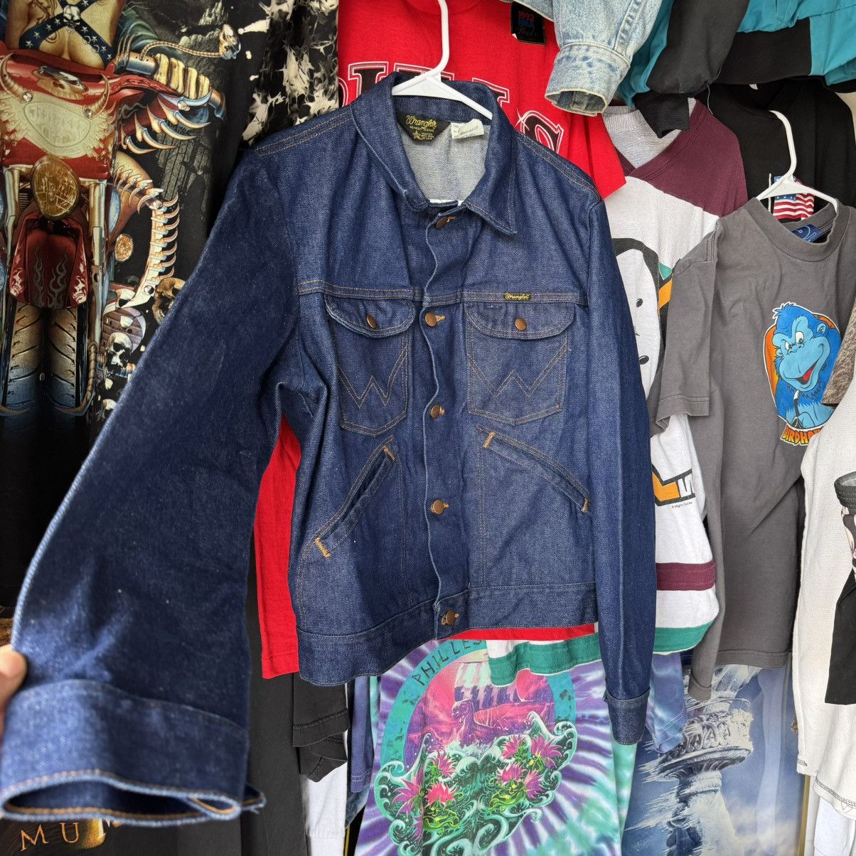 Vintage × Wrangler 74126NV 70s True Vintage Wrangler Navy Denim Trucker Jacket Size US XXS / EU 40 - 5 Thumbnail