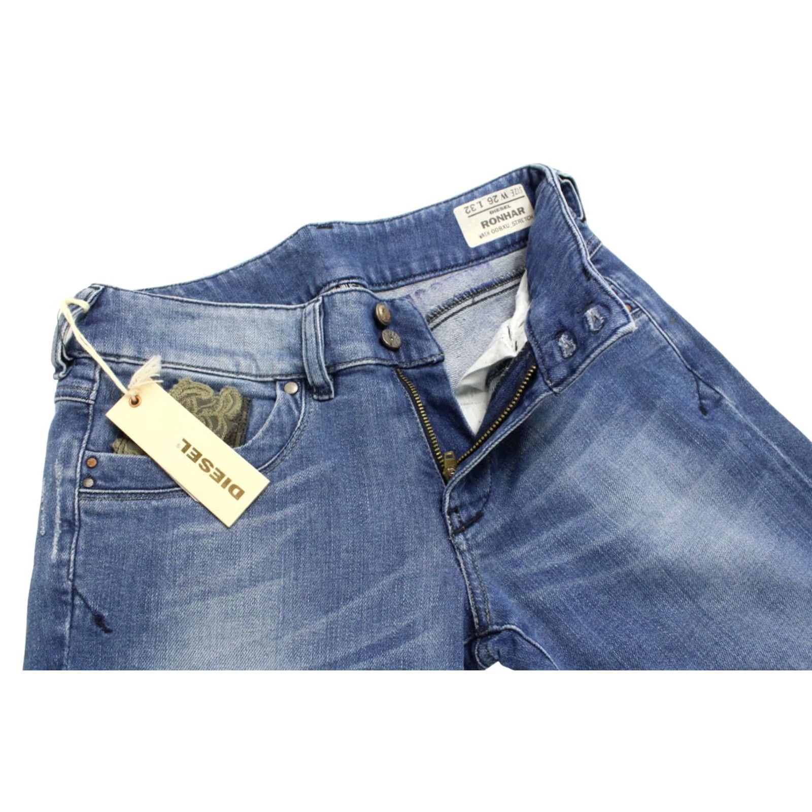 Diesel DIESEL Ronhar 008XU_Stretch Jeans Women's W26/L32 Distressed Whiskers Zip Fly Jeans Distressed Whiskers ZIP Fly Women W26/L32 Diesel Denim Jeans Size 26" / US 2 / IT 38 - 4 Thumbnail
