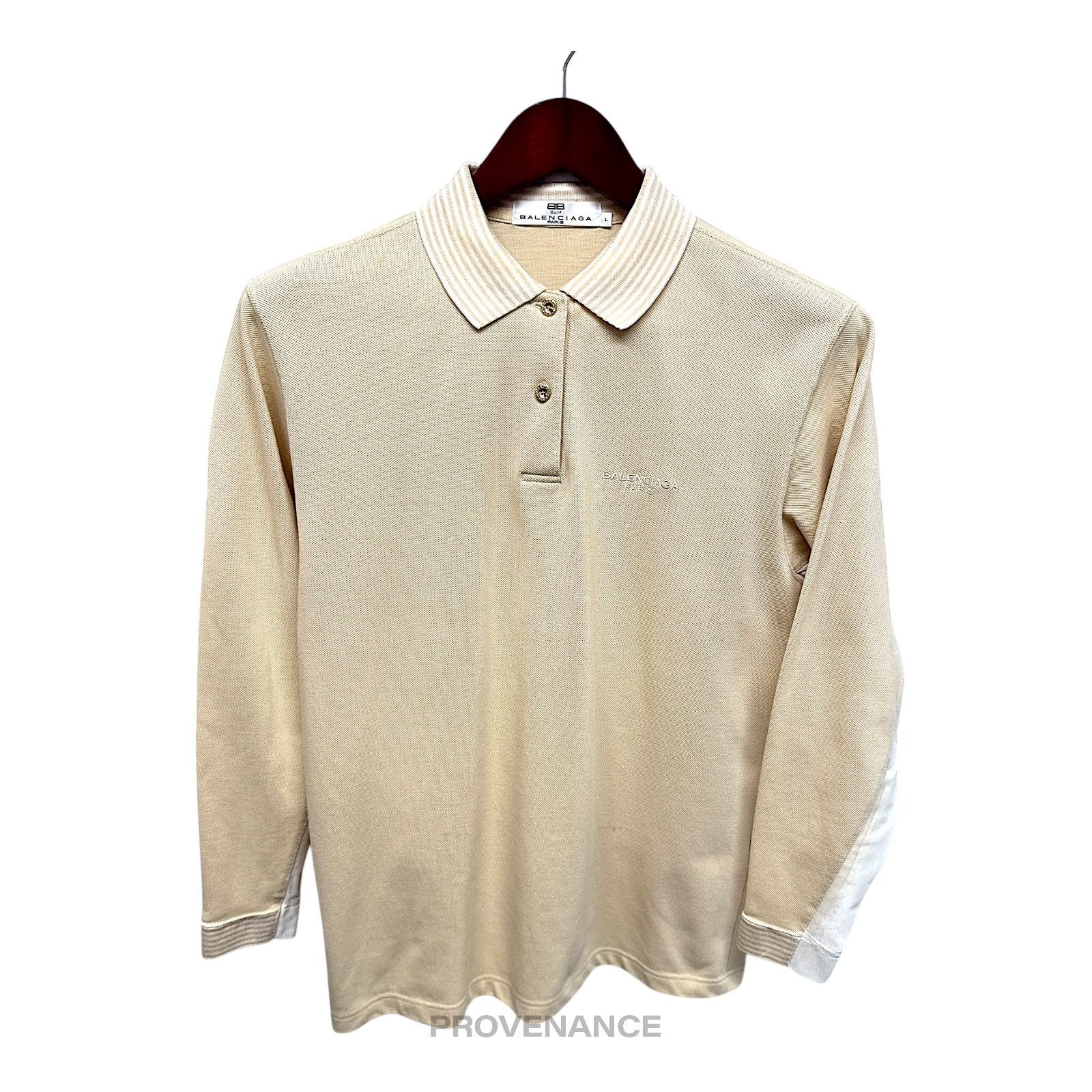 Balenciaga 🔴 Balenciaga Golf Long Sleeve Polo Shirt - Sand L Size US L / EU 52-54 / 3 - 1 Thumbnail