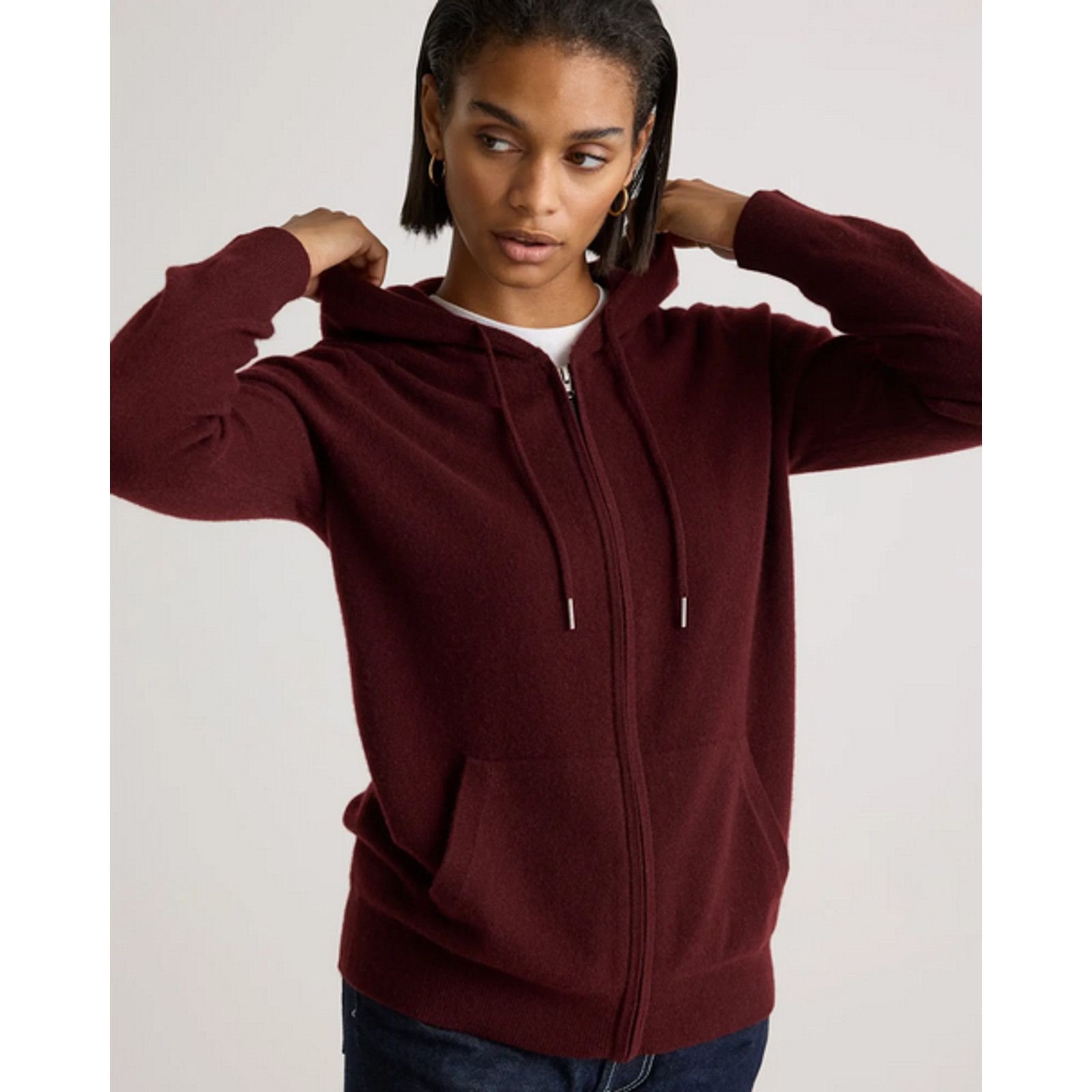 Quince Quince Cashmere Full-Zip Hoodie Burgundy Size S NWT Size S / US 4 / IT 40 - 5 Thumbnail