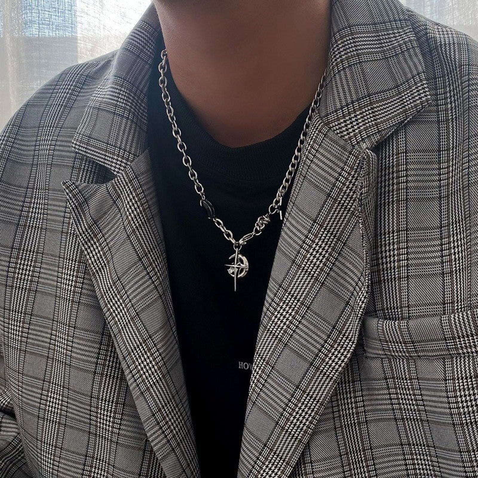 Jewelry Moon and Stars Silver Chain Necklace Size ONE SIZE - 4 Thumbnail