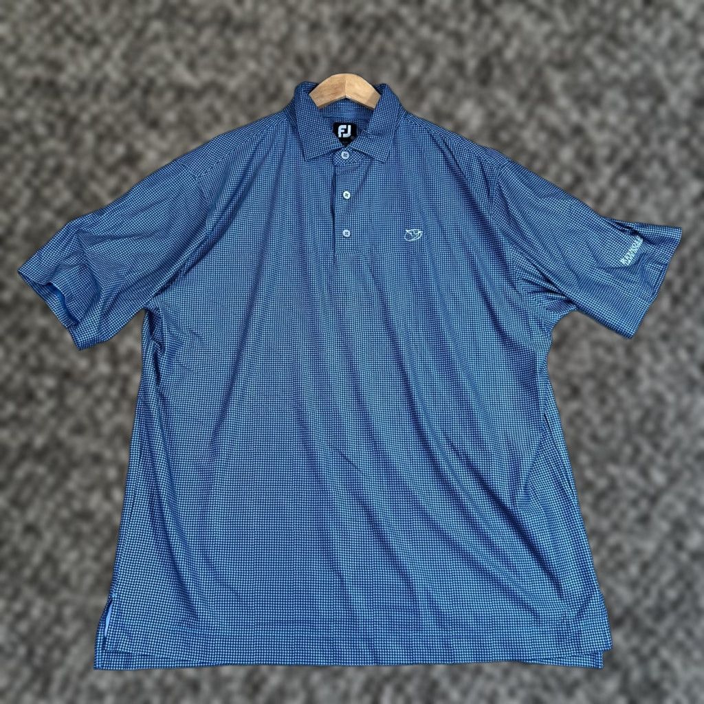 Footjoy FootJoy Polo Men’s XLarge Blue Houndstooth Performance Golf Polo Shirt XL Logo Size US XL / EU 56 / 4 - 1 Thumbnail