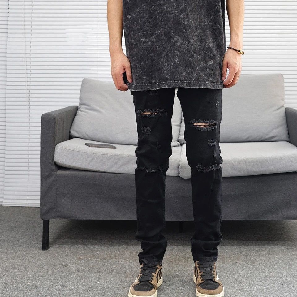 Denime × Japanese Brand Ripped Jeans Men Skinny Streetwear Size US 27 - 4 Thumbnail