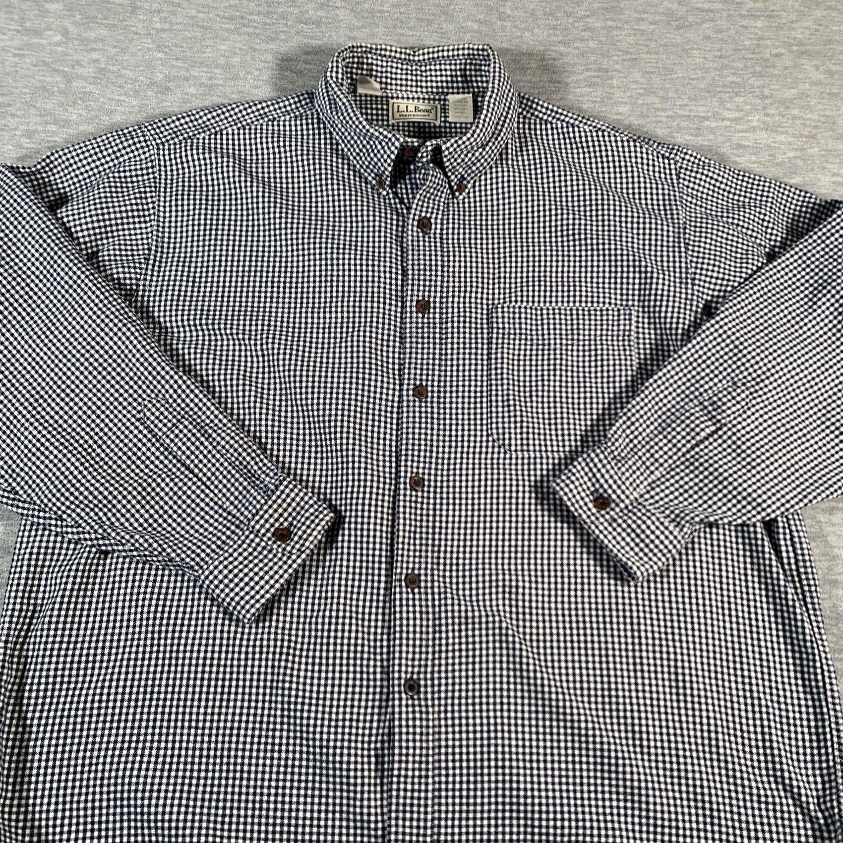 Vintage LL Bean Northwoods Shirt Mens XL Flannel Blue White Check Button Down USA Size US XL / EU 56 / 4 - 3 Thumbnail