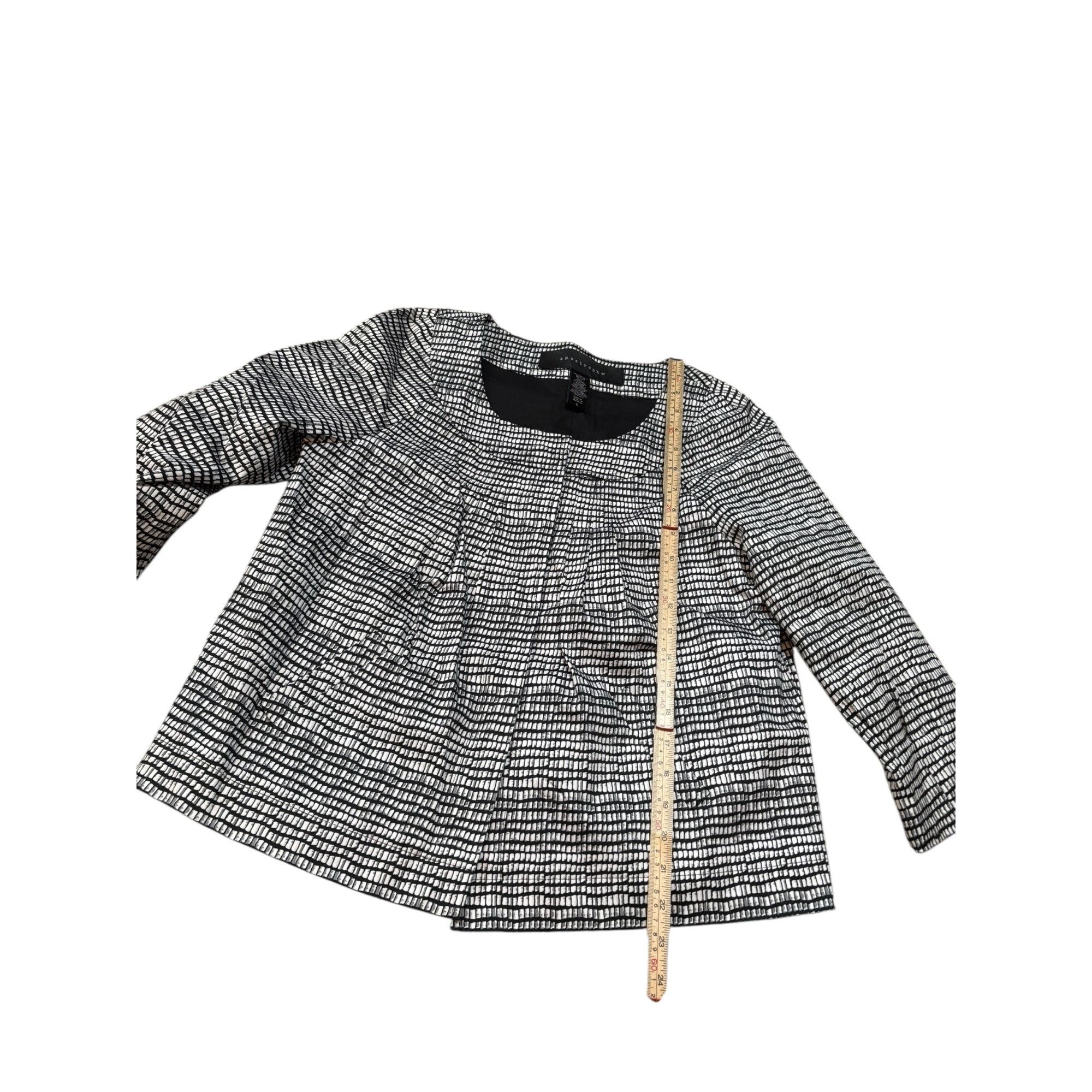 Other Womens Black & White Checkered Houndstooth Pleated Blouse Size XS / US 0-2 / IT 36-38 - 6 Thumbnail