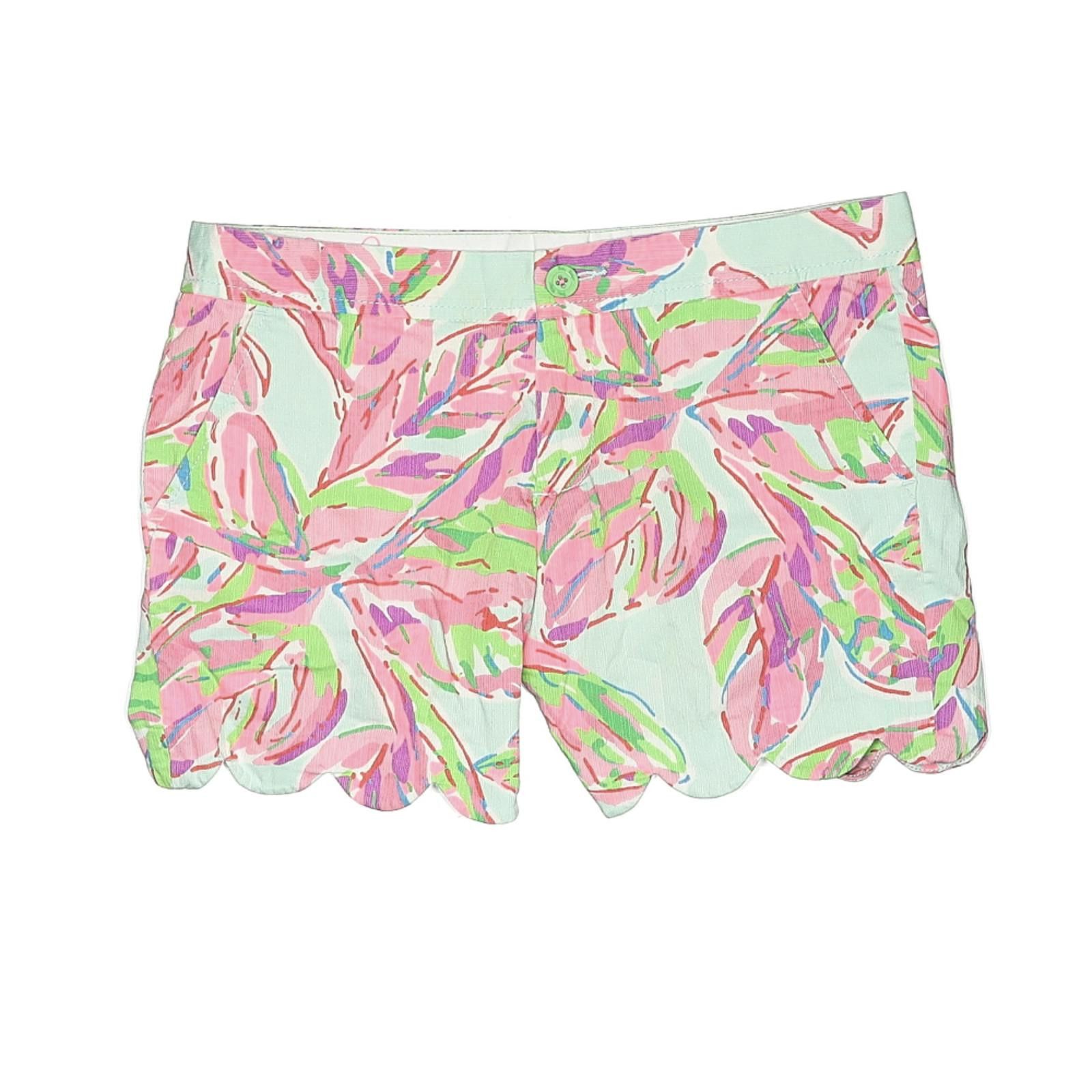 Other Lilly Pulitzer Pink Leaf Printed Cotton Shorts Size 2 Size 26" / US 2 / IT 38 - 1 Thumbnail