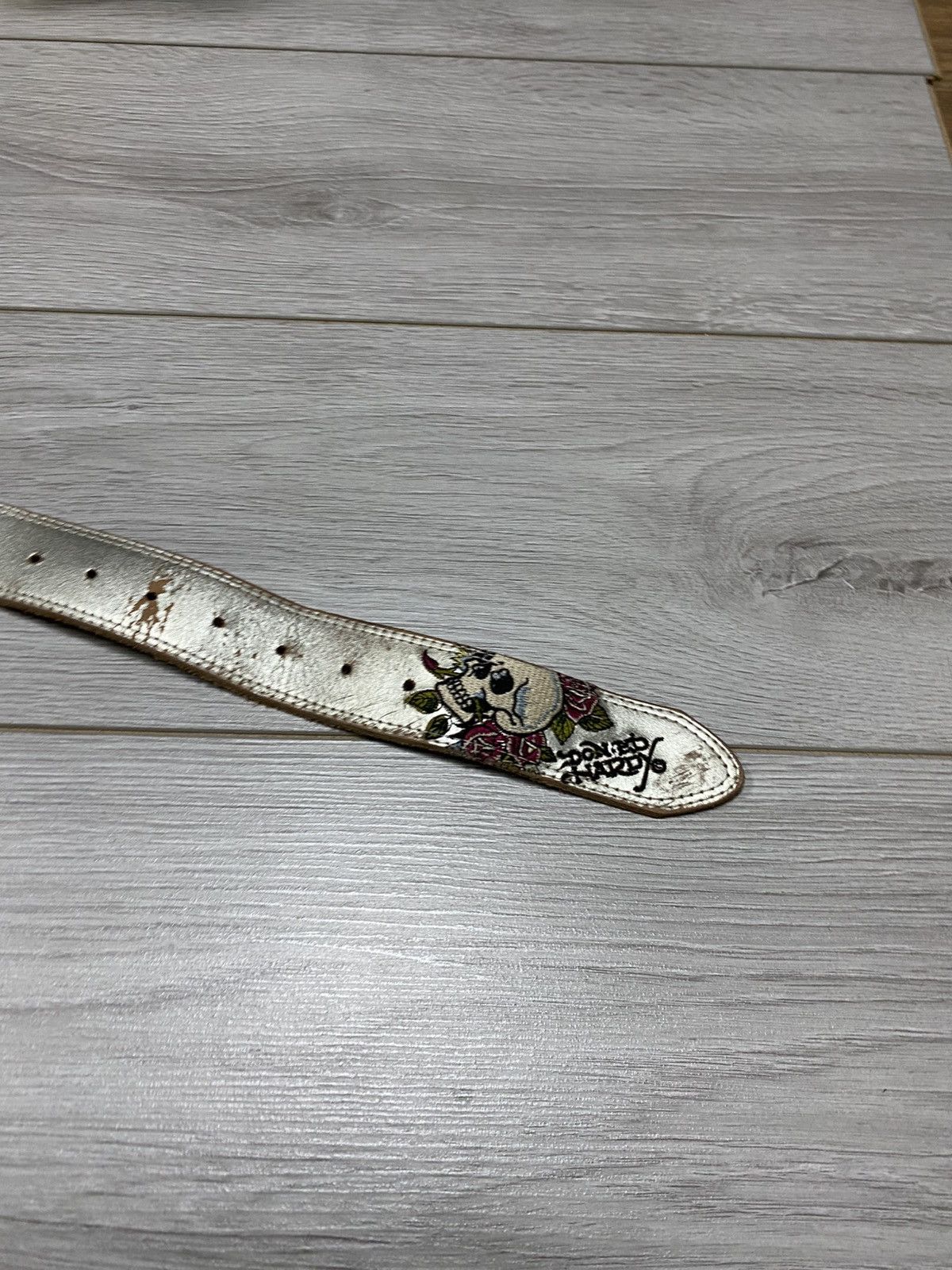 Ed Hardy Ed Hardy vintage skull 💀crazy spell out vintage leather belt Size ONE SIZE - 4 Thumbnail