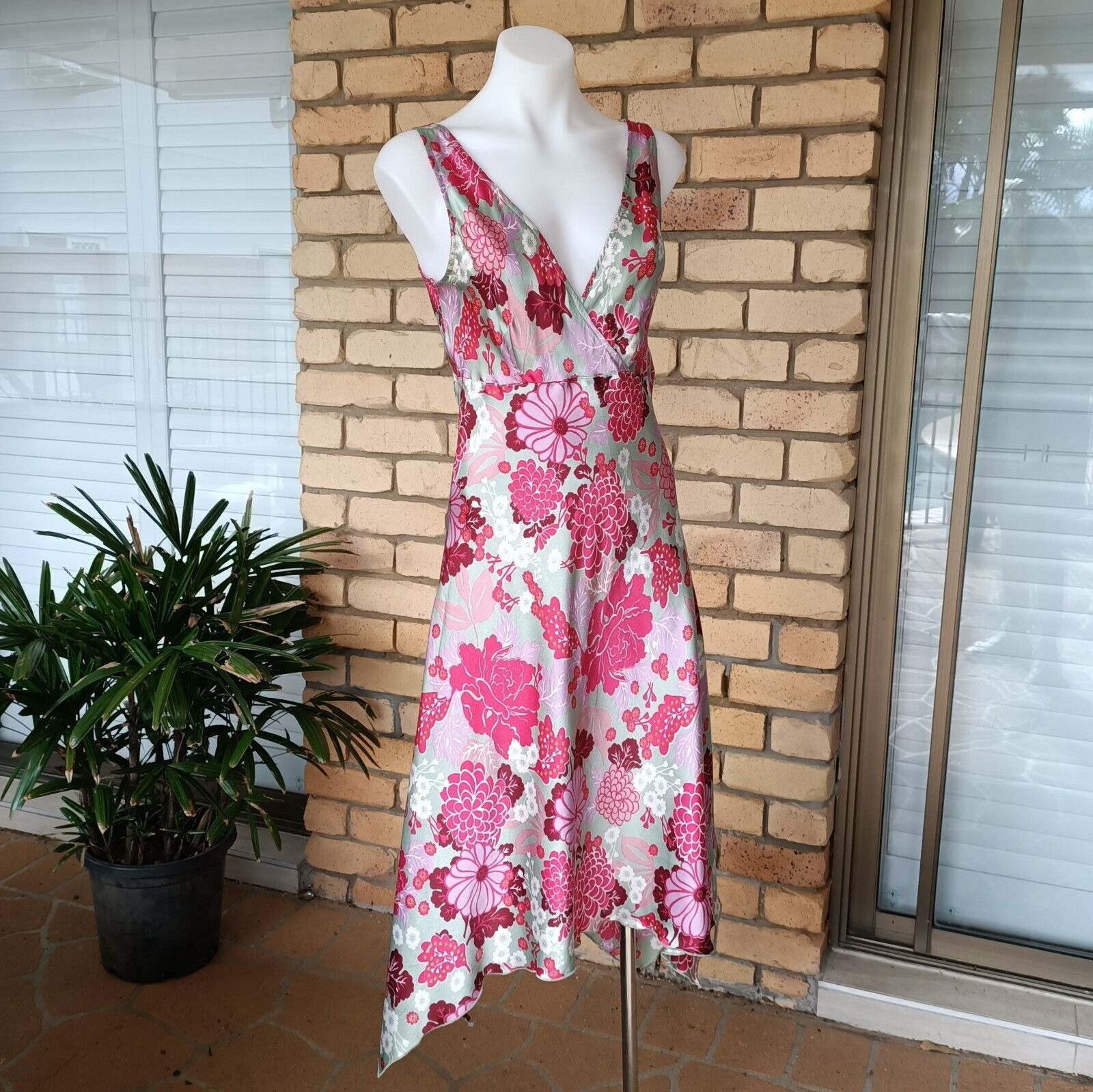Designer × Vintage Vintage Y2K 2000s Uttam London Dress Pink Green Size M / US 6-8 / IT 42-44 - 6 Thumbnail