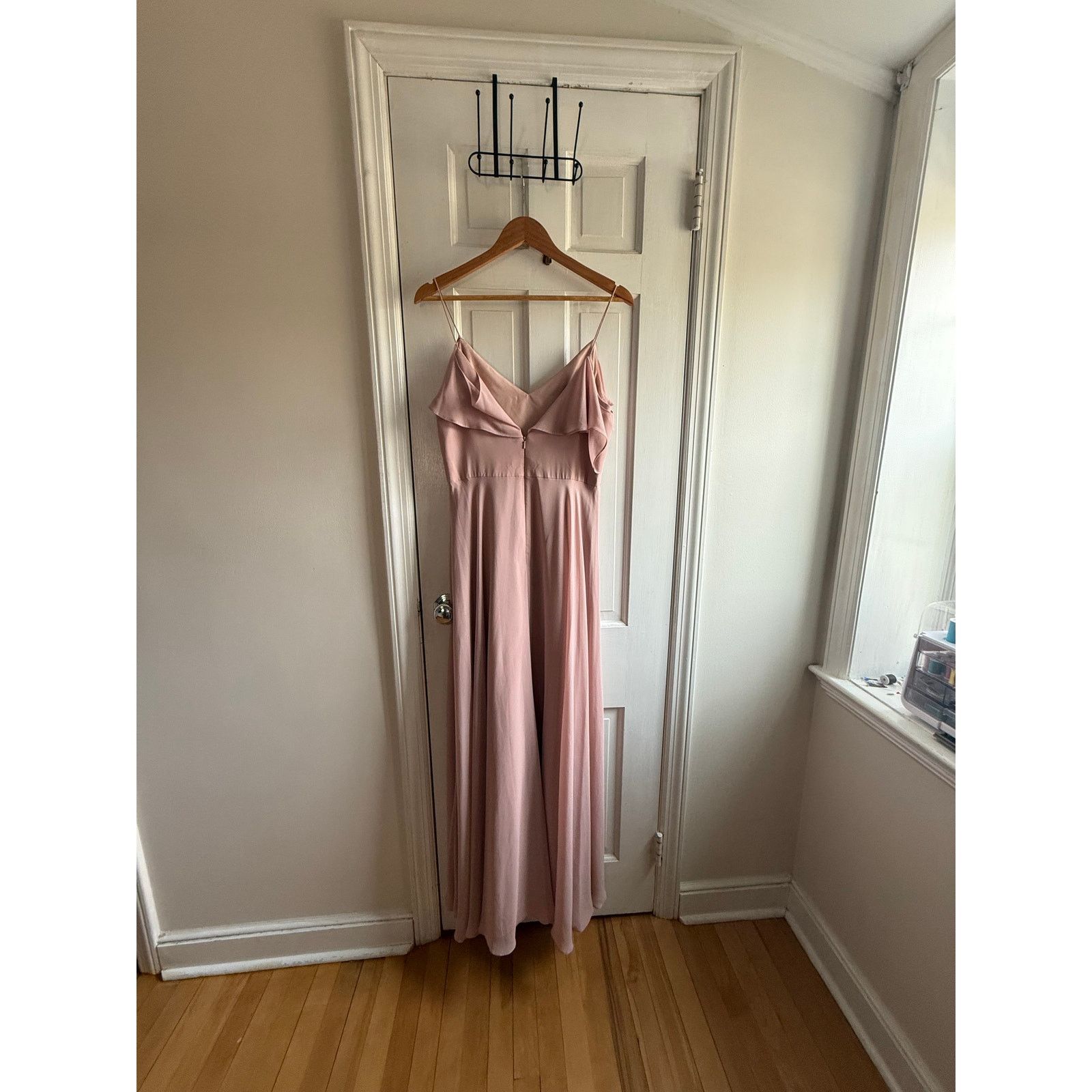 Other Jenny Yoo Collection Pink Ruffle V-Neck Maxi Dress Size M / US 6-8 / IT 42-44 - 3 Thumbnail