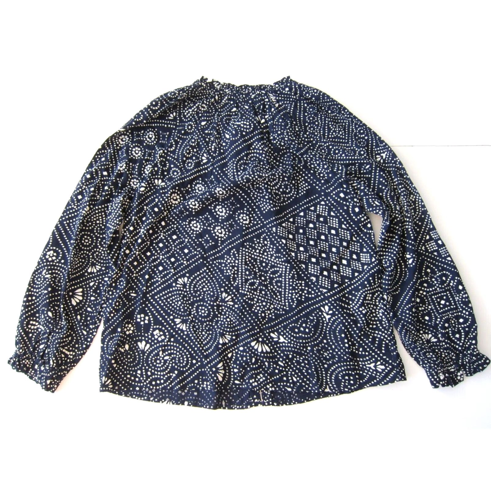 Lucky Brand Lucky Brand Blouse Shirt M Blue Polka Dot Long Sleeve Round Neck Women Size M / US 6-8 / IT 42-44 - 2 Thumbnail