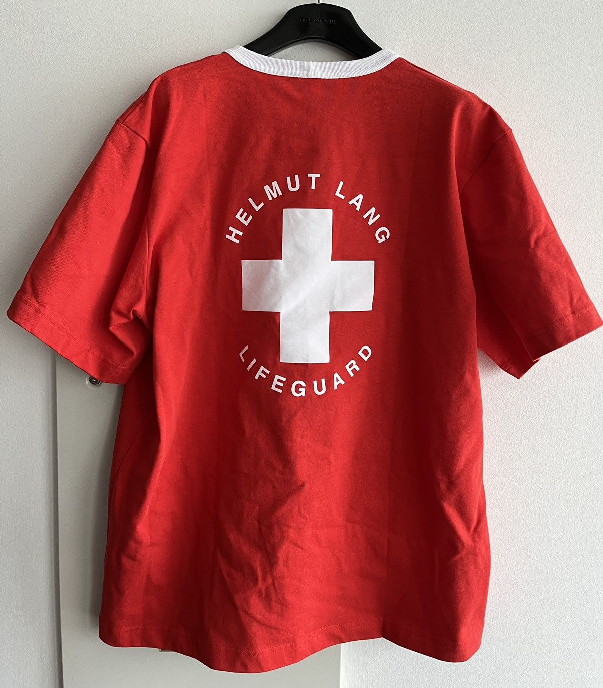 image of Helmut Lang Limited Edition Runway Lifeguard Tee in Red, Men's (Size XL)