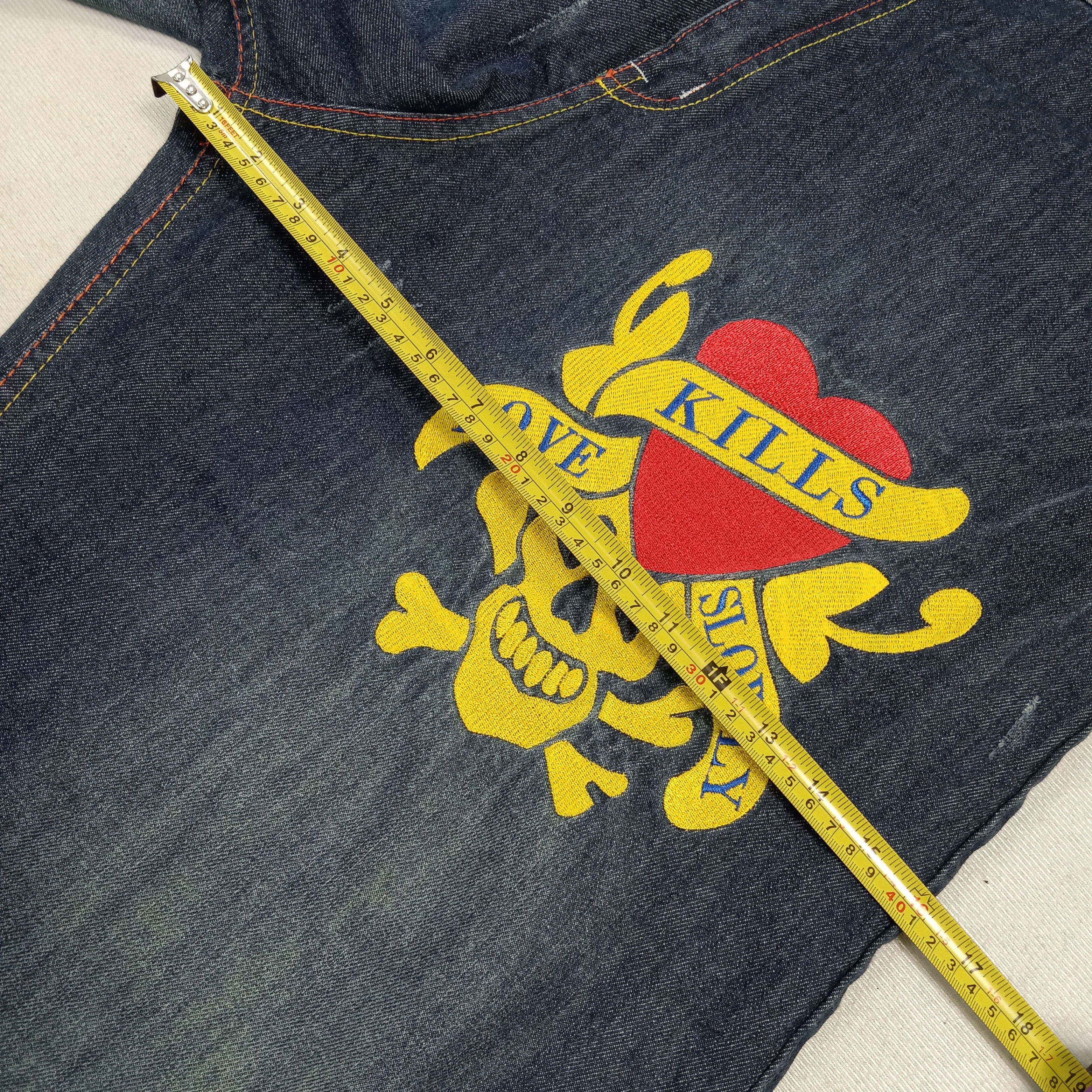 Ed Hardy Ed Hardy Embroidery Skull Art Baggy Denim Jeans C272N18 Size US 43 - 11 Thumbnail