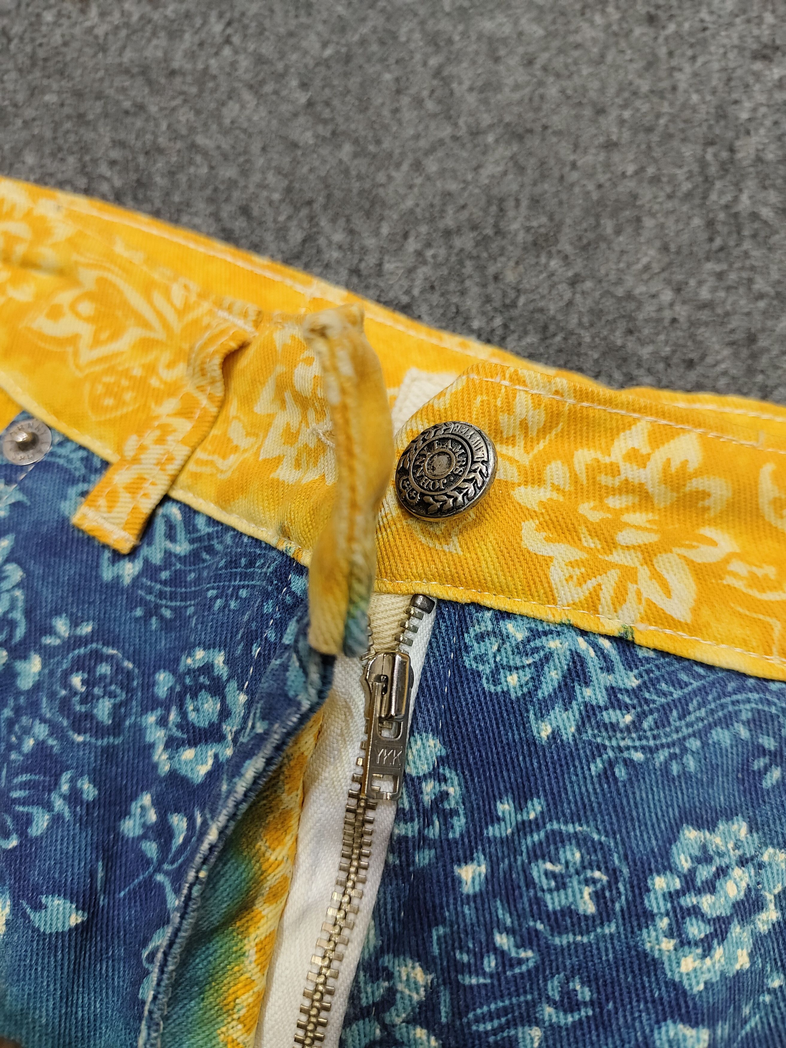 Vintage 90s Johnny Lambs🇮🇹 Florals Baroque Garden Denim Skirt Size 29" - 4 Thumbnail