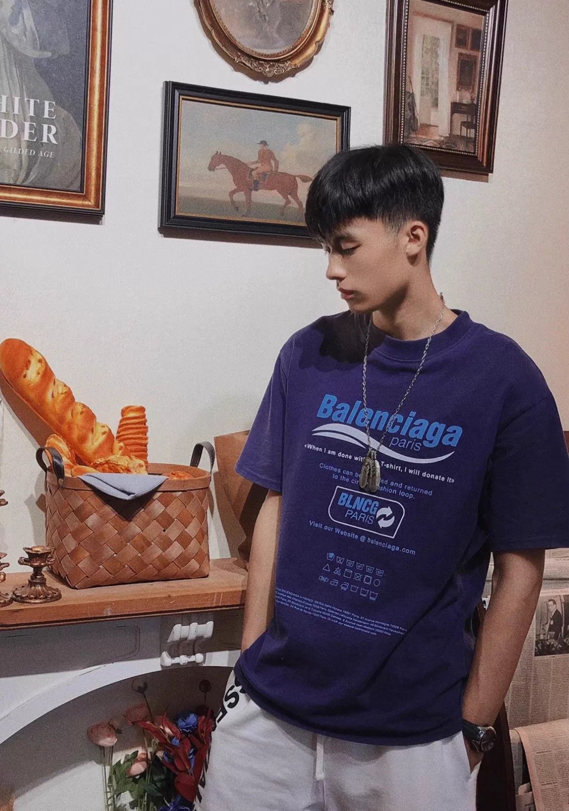 Balenciaga Balenciaga Blue Purple Coke Logo SS Tee XS Size US XS / EU 42 / 0 - 7 Thumbnail